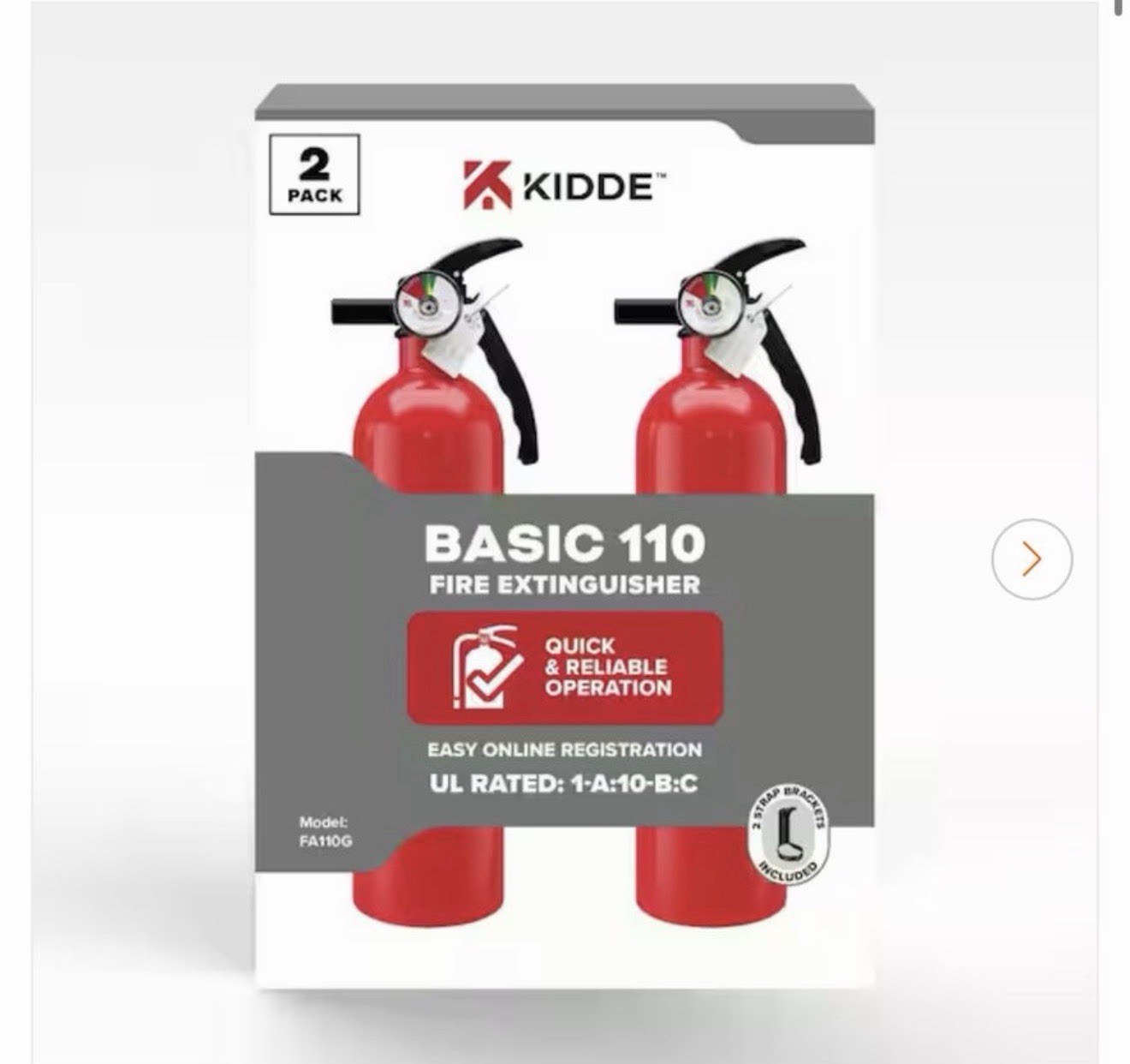 2-Pack Kidde Home Fire Extinguisher 1-A:10-B:C Class ABC 2.5 lb. 21030932 New✅