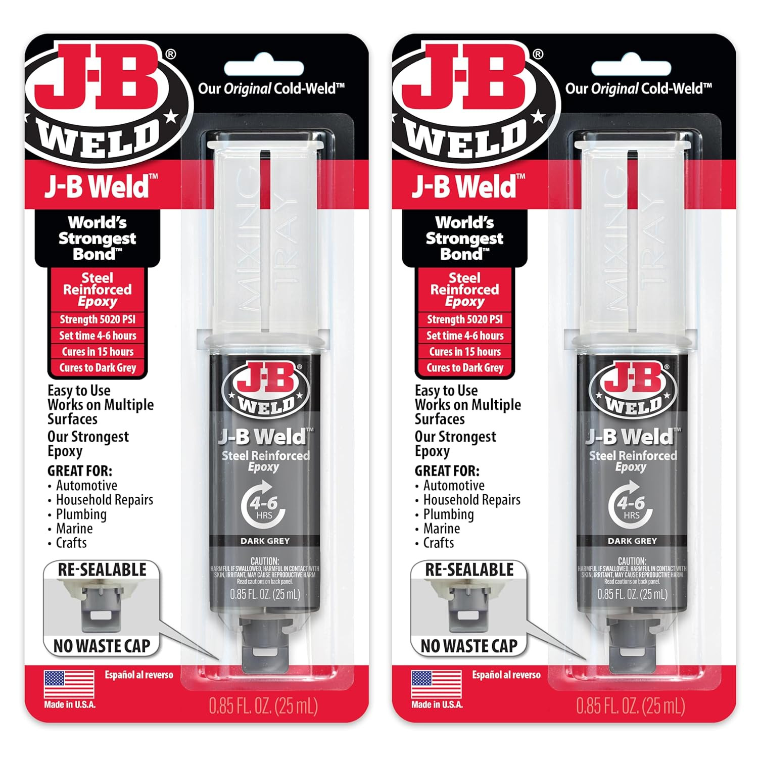 Original Steel Reinforced Epoxy Syringe, High Strength, 2 Pack, Dark Grey, 50165