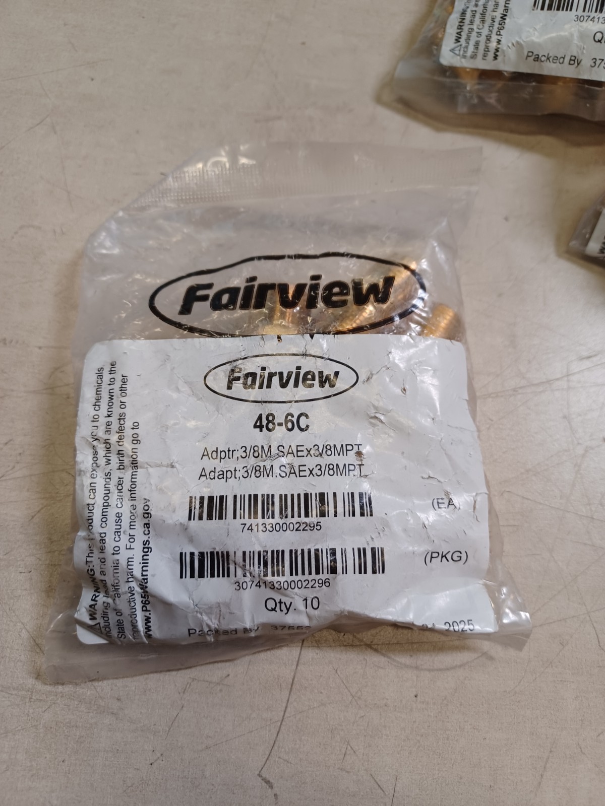 Lot Of 10 Fairview LF-48-6C Brass 3/8″mNPT x 3/8″ male flare