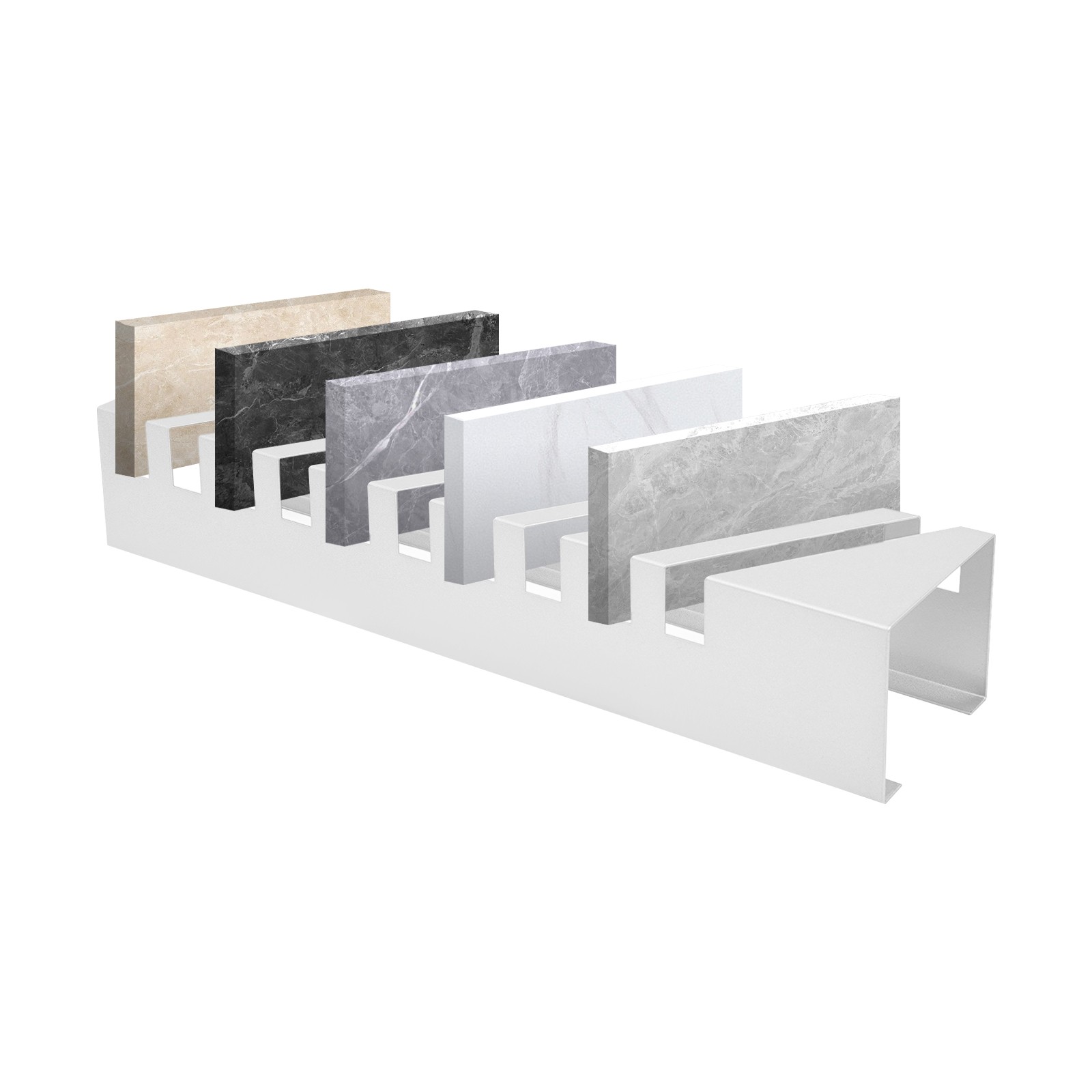 10-Slot Tile Display Rack Tabletop 45° Sample Stand White Iron