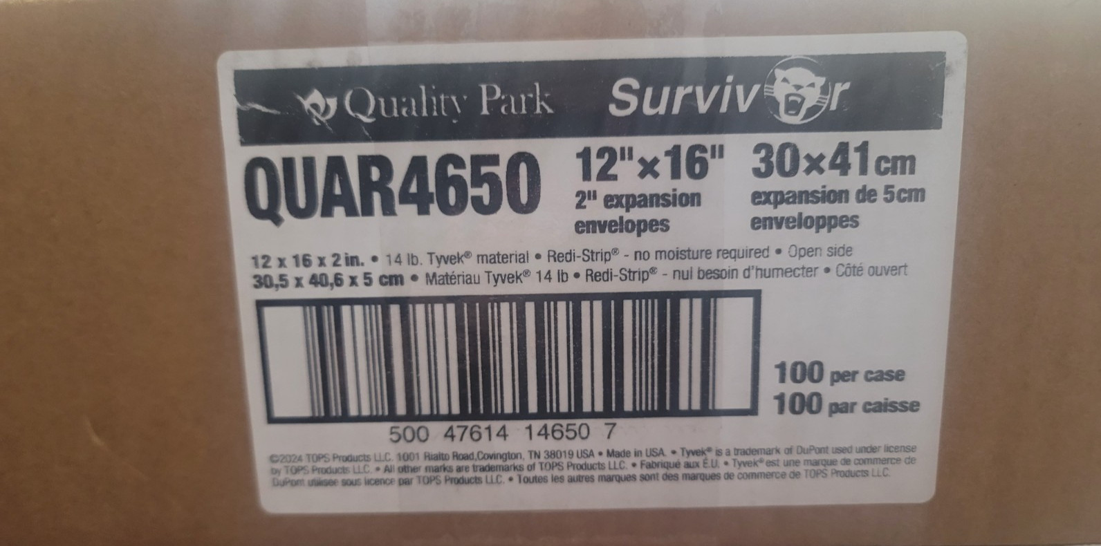 Quality Park Tyvek Expansion Self Seal Envelope 12″ x 16″ x 2″ R4650- 100 COUNT