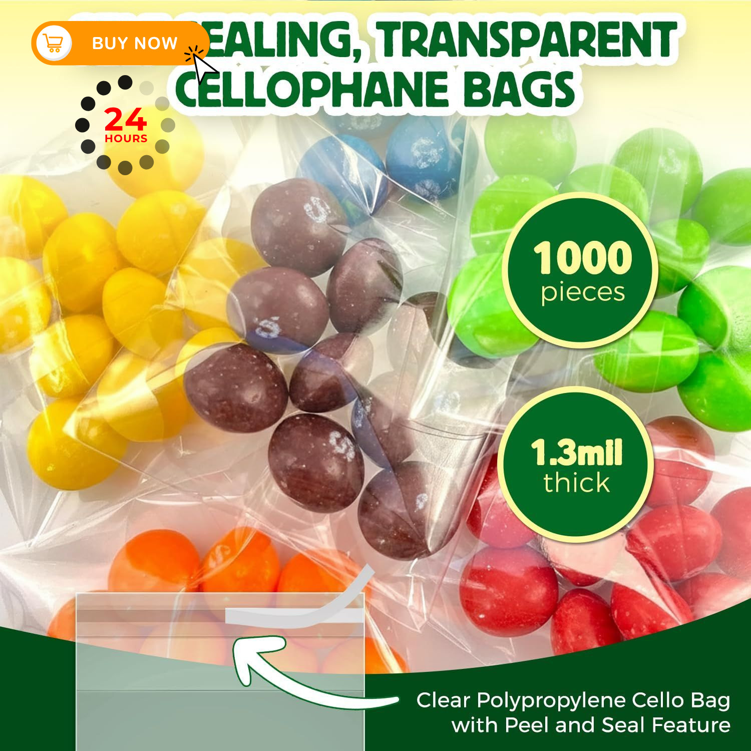 Seal Fresh Self Sealing Cellophane Bags – 2″ x 3″ (1000 Count) x 3″, Clear