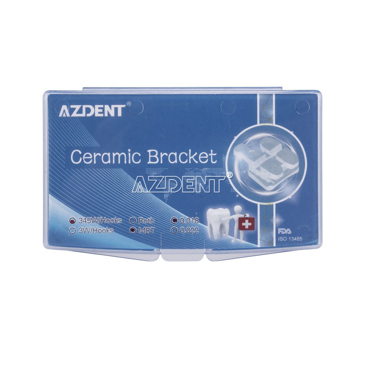 AZDENT Dental Orthodontic Clear Ceramic Brackets Braces Roth /MBT 022 Hook 345