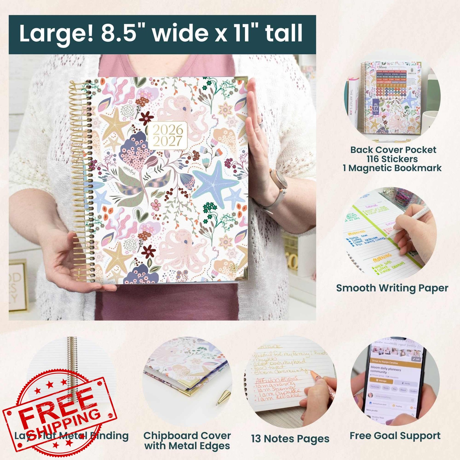 bloom daily planners Academic Planner Seaside Whimsy 8.5×11