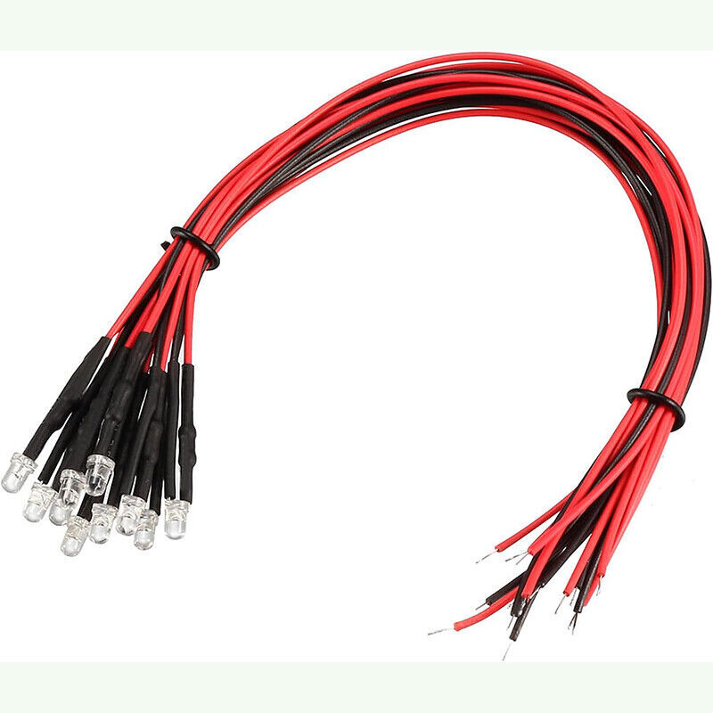 10PCS 3mm Pre Wired DC 5V-12V Micro LED Lights Emitting Diodes Mini Bulbs Lamp
