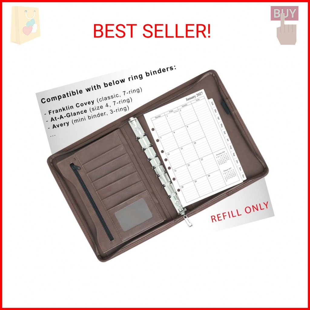 newestor 2026-2027 Monthly Planner Refills 5.5″ x 8.5″ for Mini Binder, 18 Month