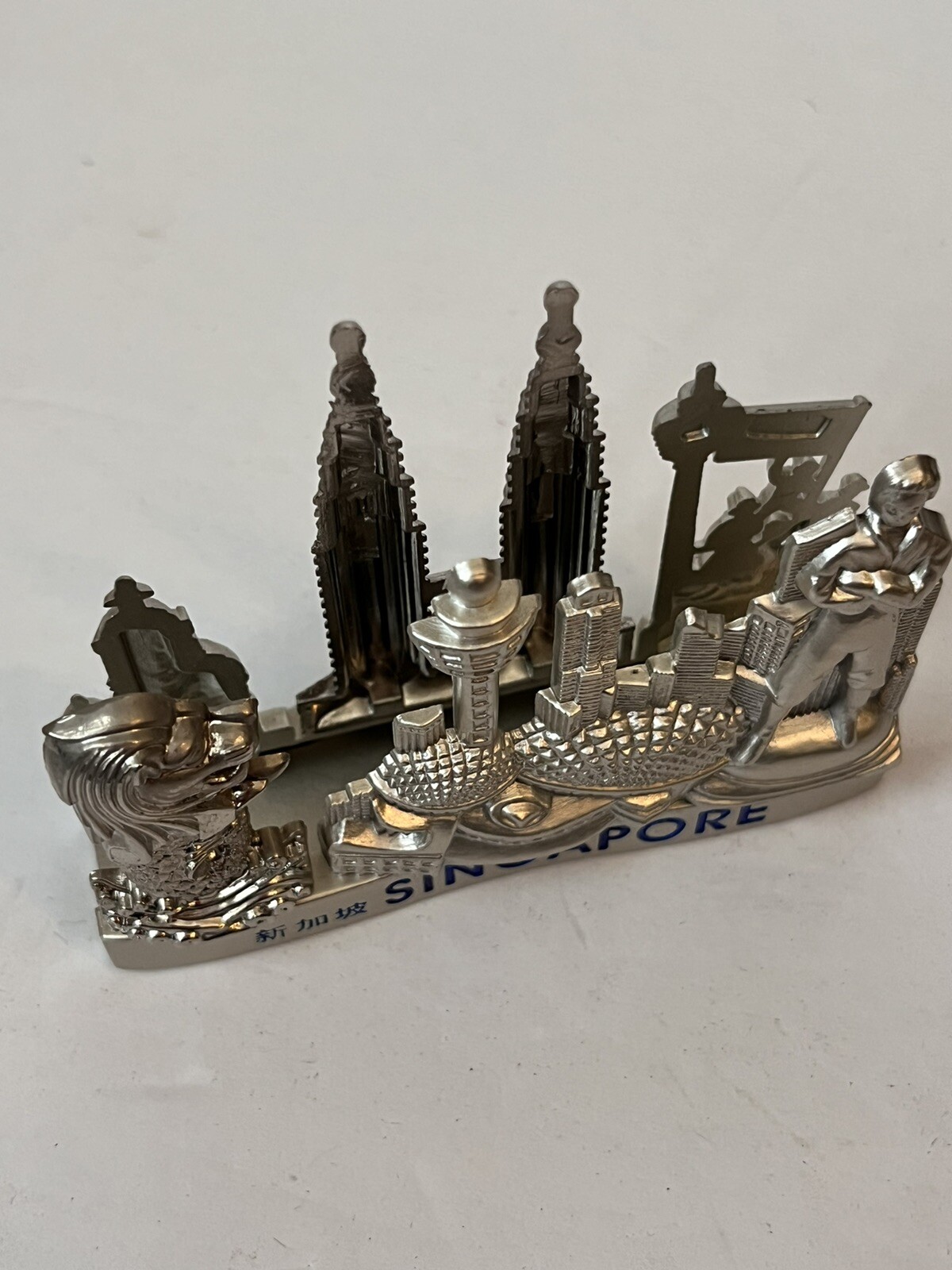 Singapore Kuala Lumpur Malaysia Business Card Holder Silver Tone New