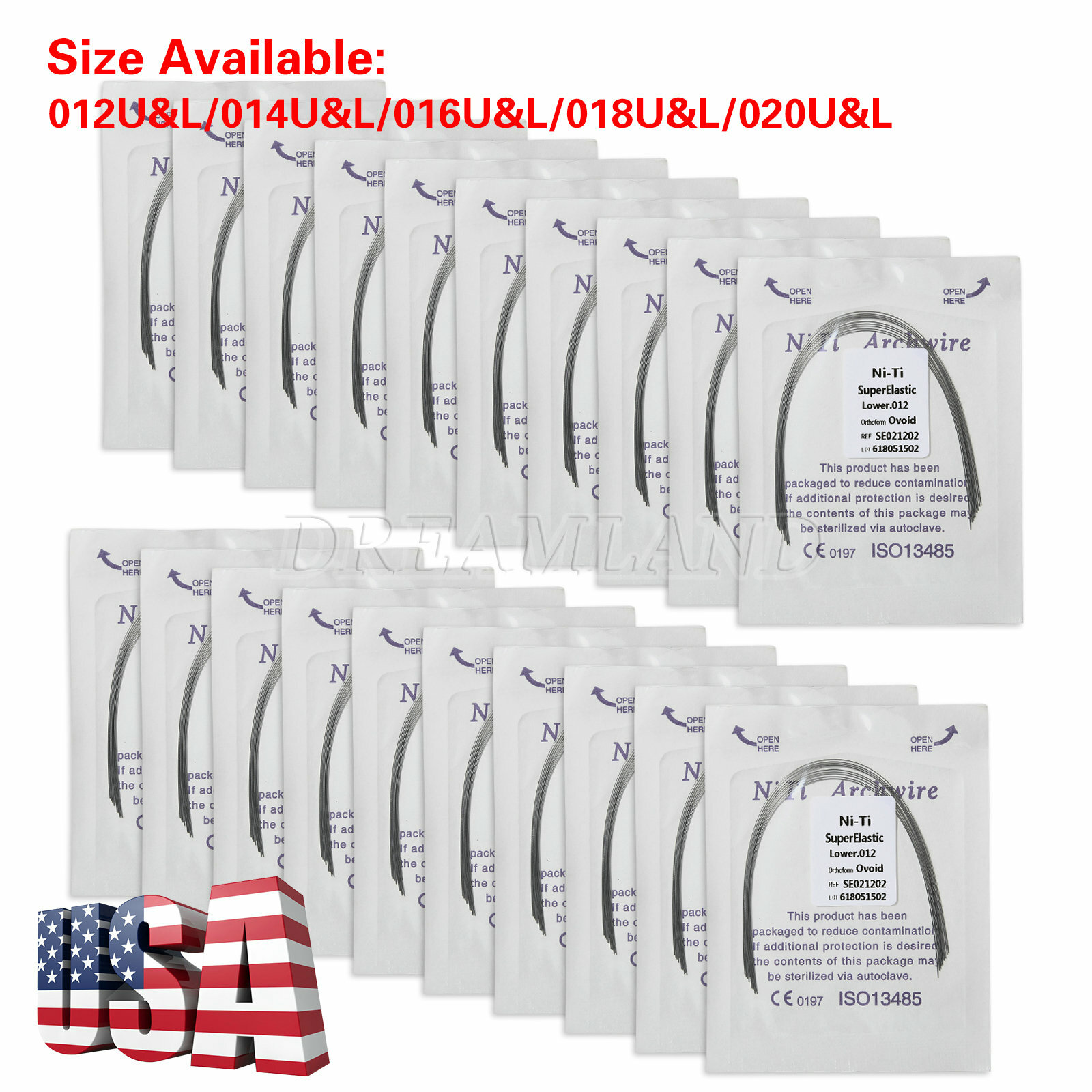 1-50 packs Dental Orthodontic Super Elastic Niti Arch Wire Round Ovoid Form OCA