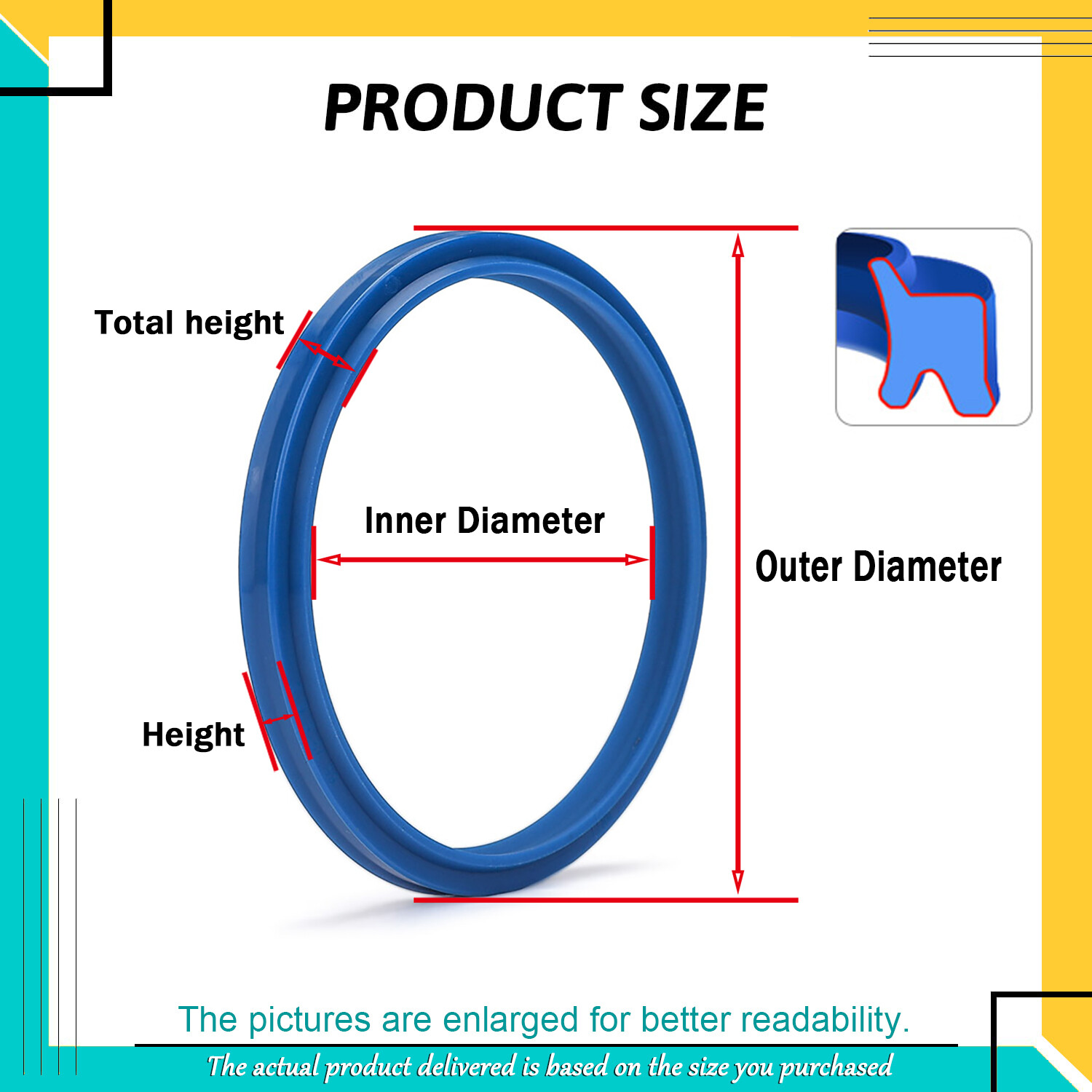 11mm-250mm Hydraulic seal ram u seal 11.2-250mm rod od U-Cup DHS-Type Dustproof
