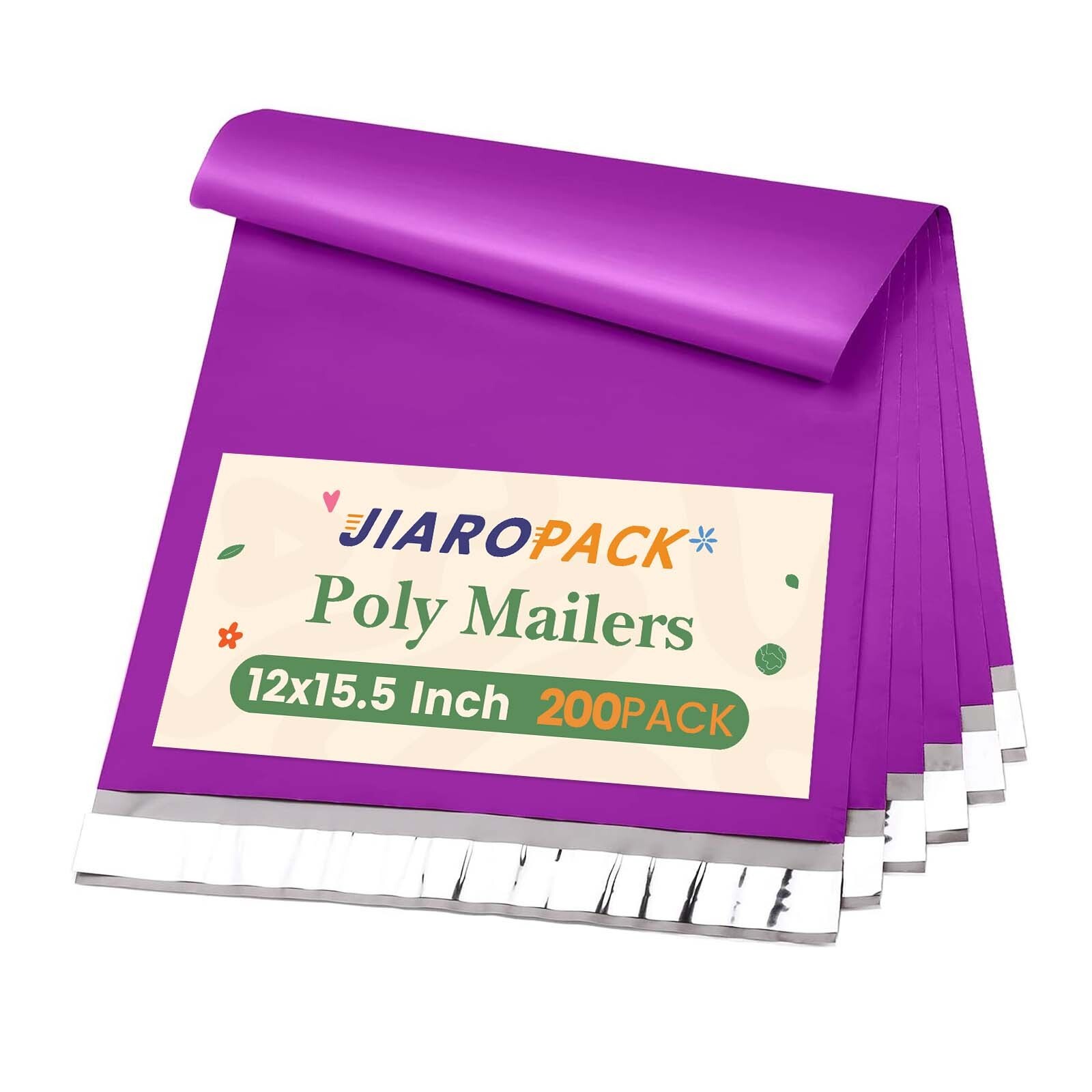 200PC Poly Mailers 12×15.5″ Self-Seal Shipping Bag for Clothing Poly Bags Purple