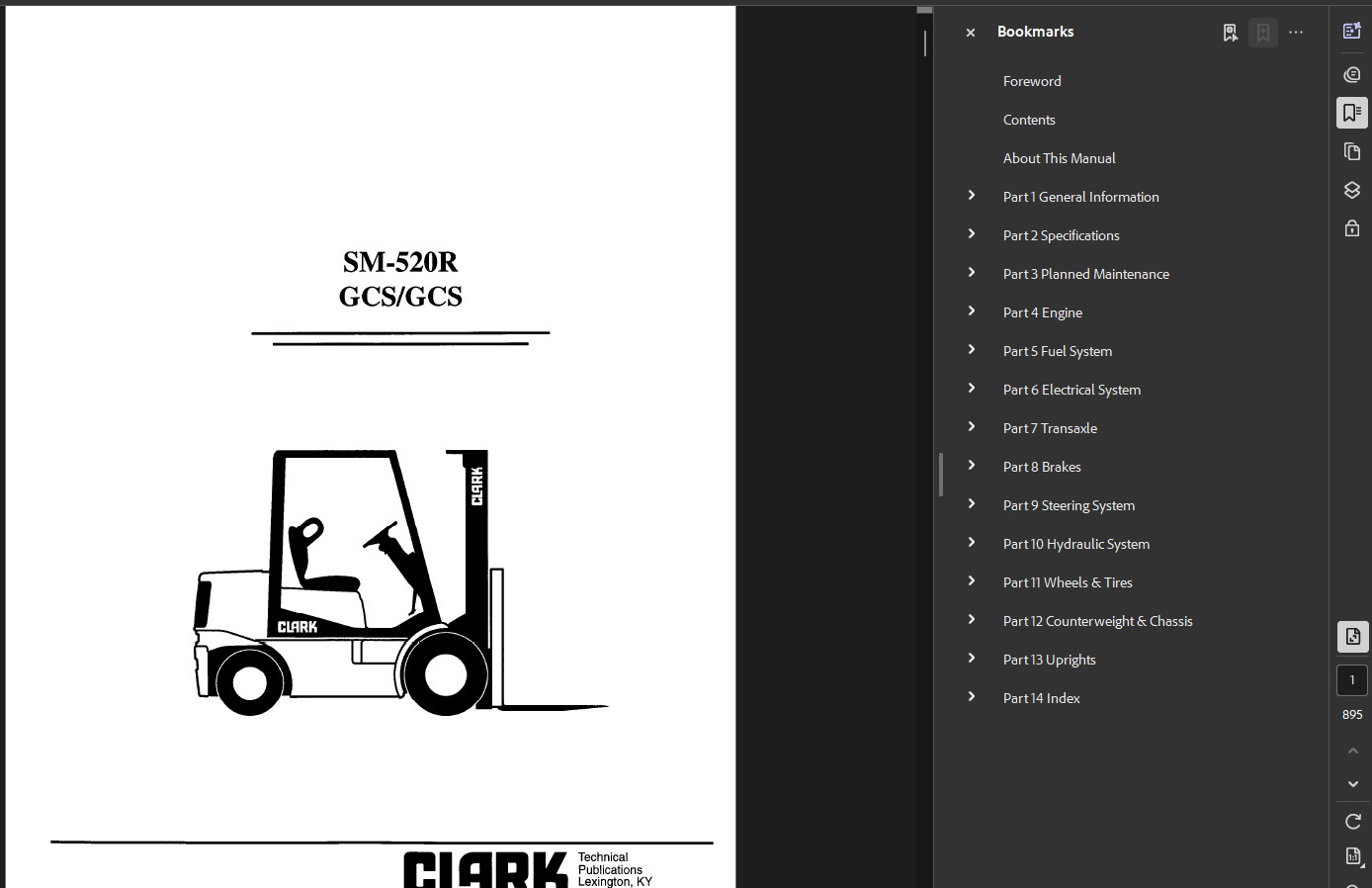 CLARK GPS 17 GPS17 FORKLIFT OPERATORS SERVICE REPAIR SHOP MANUAL PDF ON USB