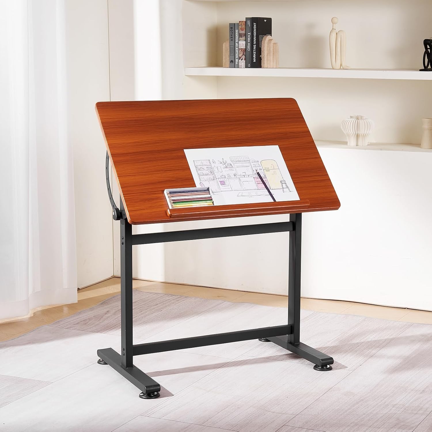 Drafting Table,Adjustable 0°–90° Tilt Drawing Desk,Portable Artist Table…..