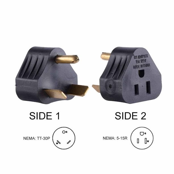 RVA1516 30 Amp Male to 15 Amp Female RV Adapter Electric Plug