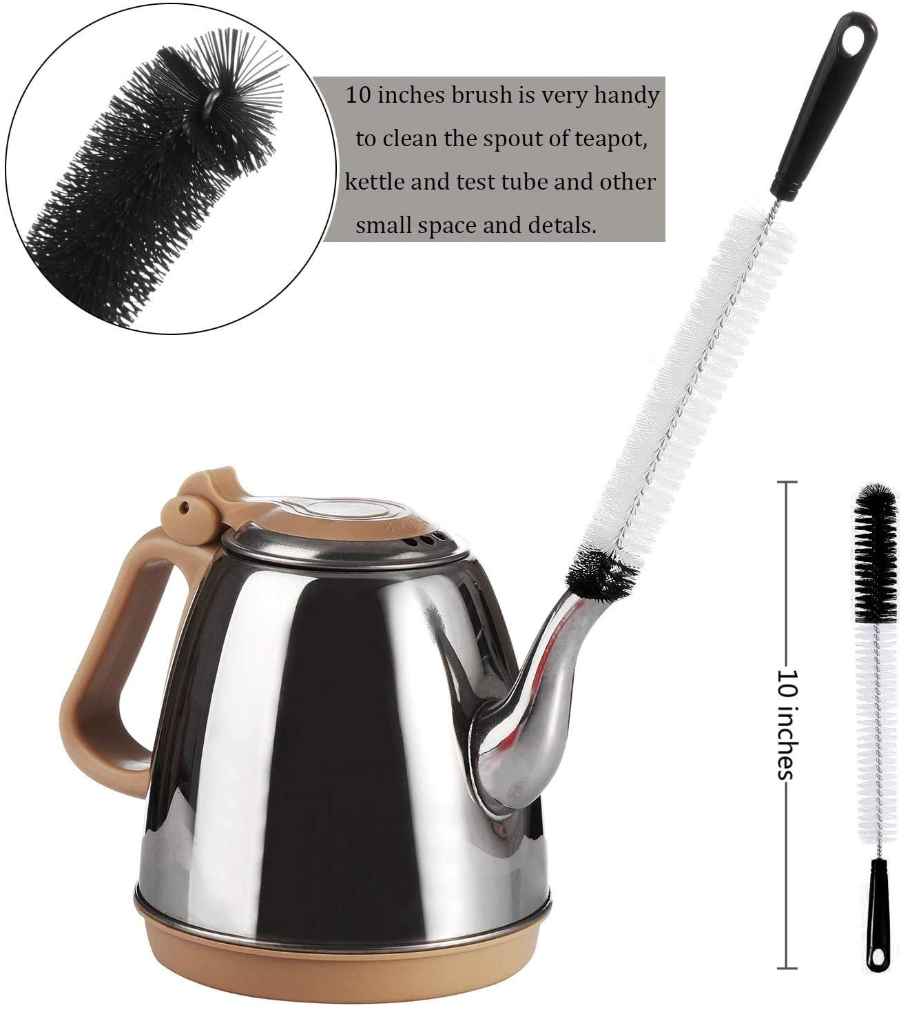 ALINK 8-Pack Bottle Cleaning Brush Set – Long 5 Piece Assortment, Black