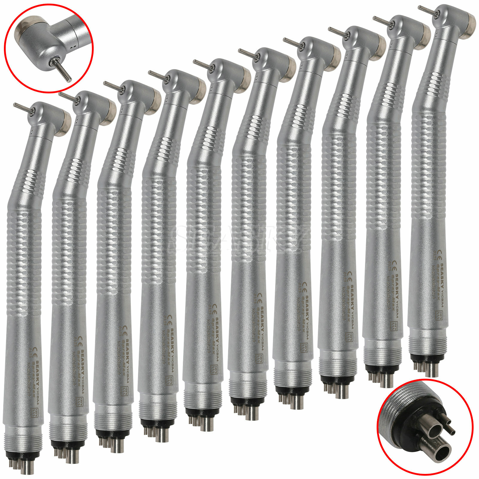 10 Dental High Speed Air Turbine Handpiece Push Button 4Hole NSK Style CE SEASKY