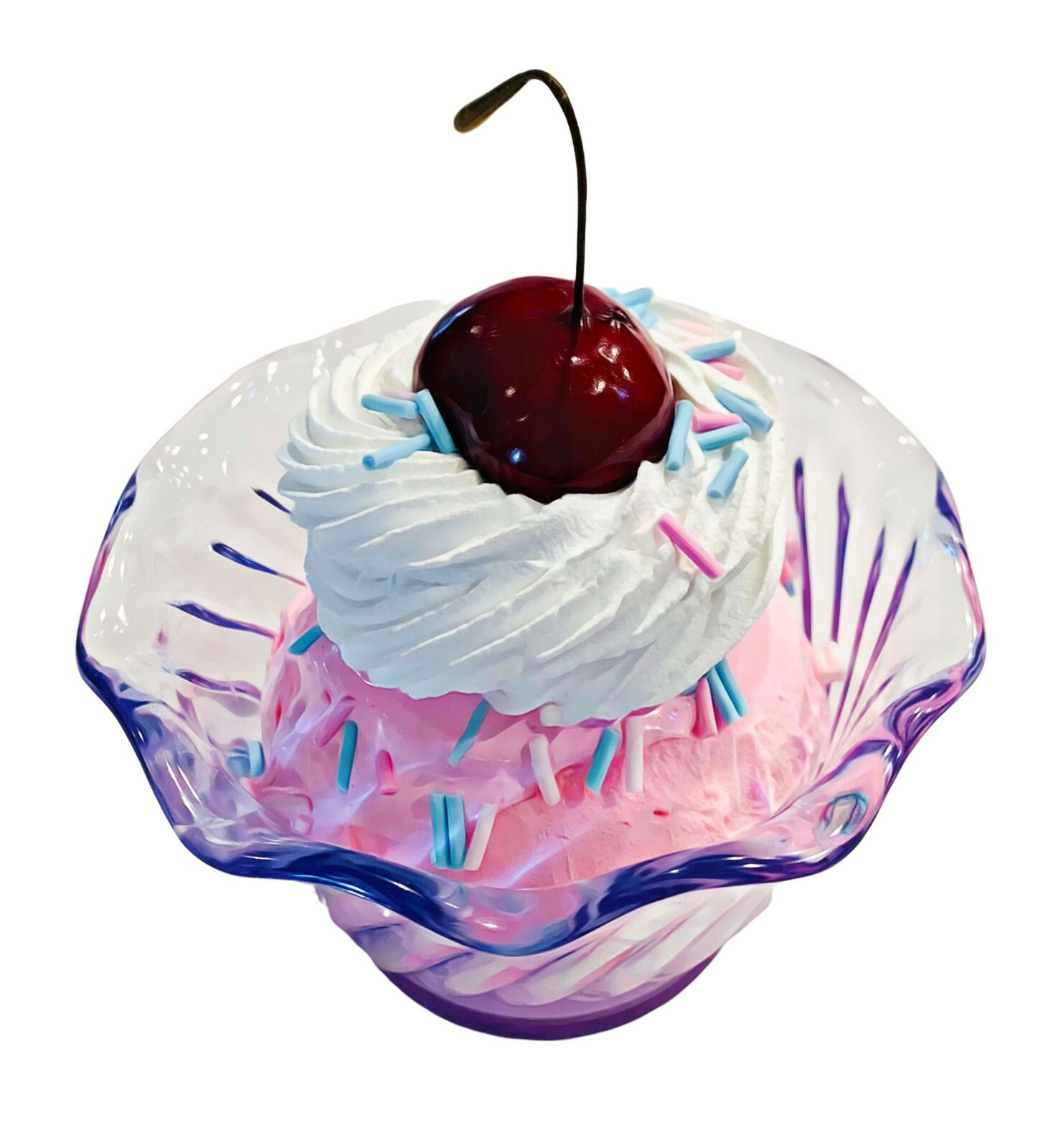 DEZICAKES Fake Ice Cream Artificial Food Pink Bubble Gum Ice Cream Sundae