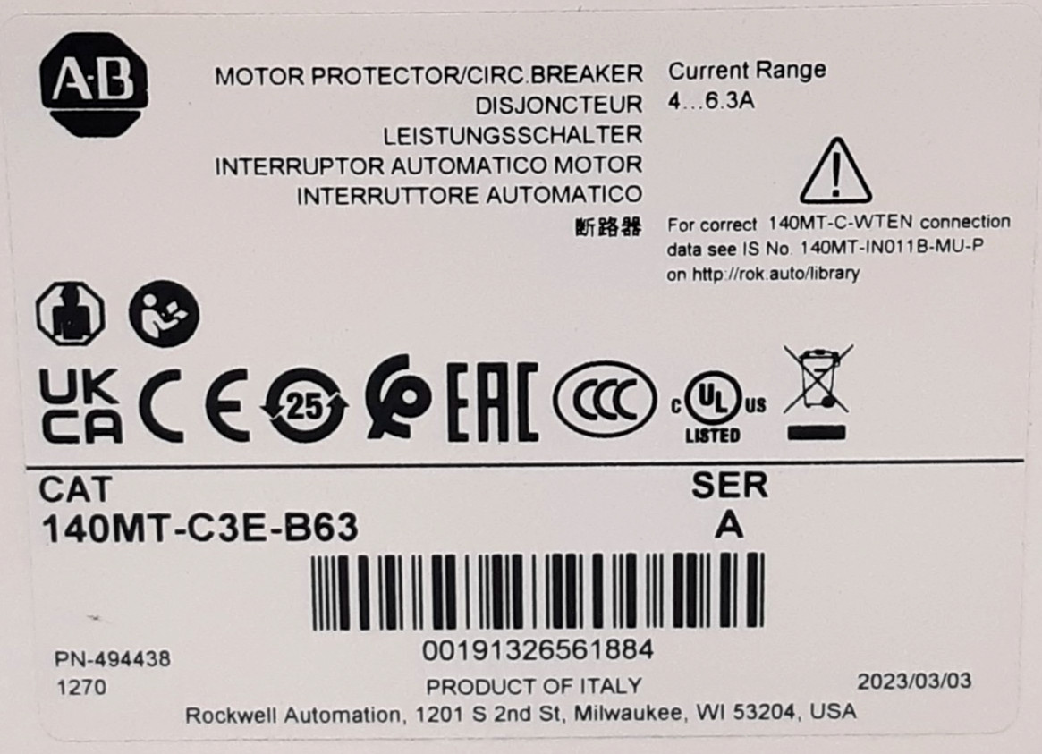 Allen-Bradley 140MT-C3E-B63 Circuit Breaker