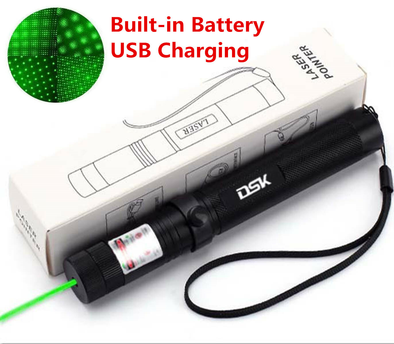 1mw 990Miles Green Laser Pointer Pen USB Rechargeable 532nm Visible Beam Lazer