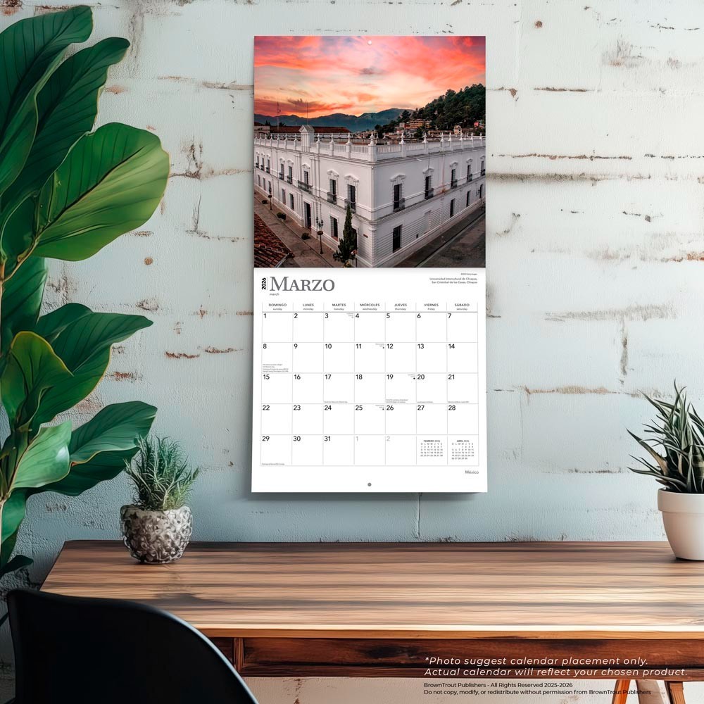 Mexico | 2026 12×24″ (Hanging) Monthly Square Wall Calendar | Plastic-Free