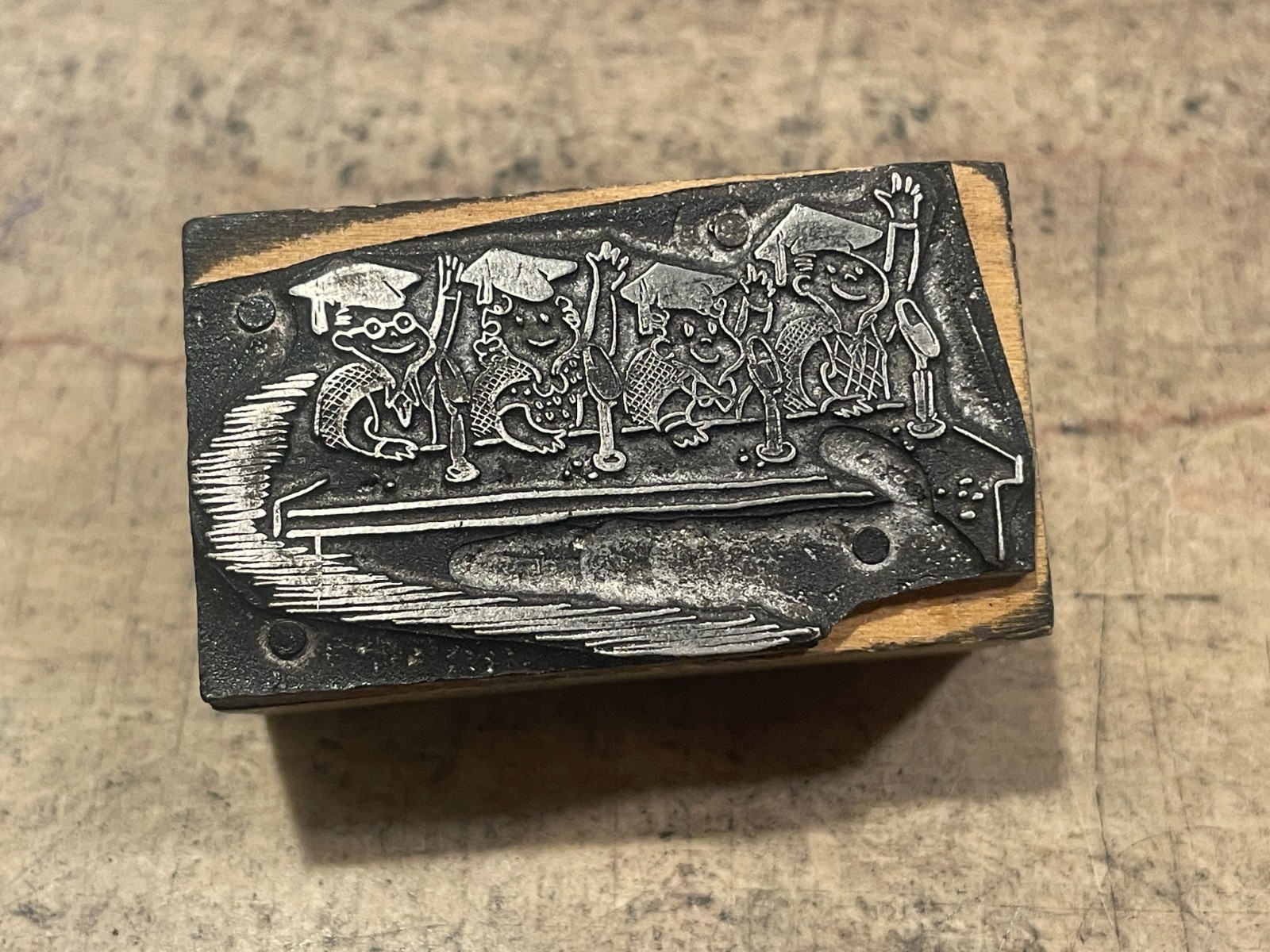 Printing Letterpress Printers Block Graduates At Microphones Raising Hand (1275)