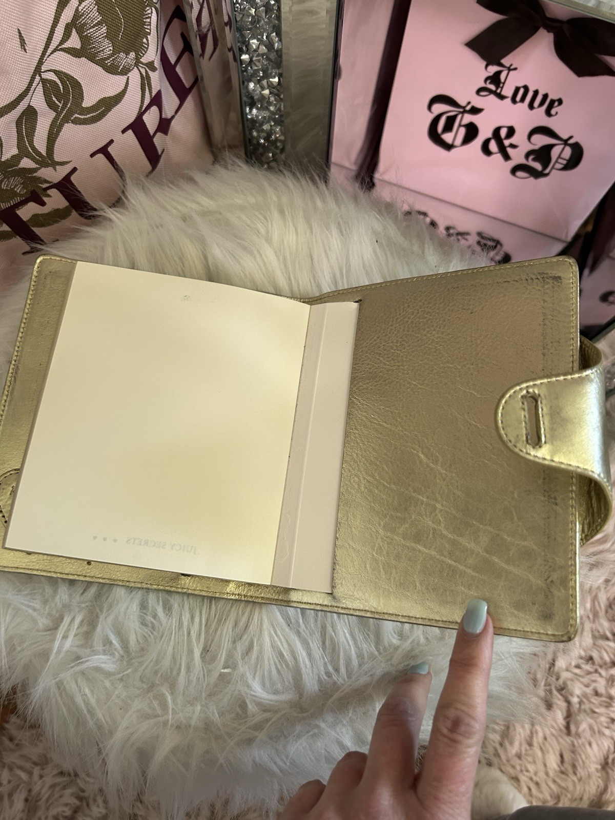 Y2K VINTAGE JUICY COUTURE METALLIC GOLD LEATHER JOURNAL DIARY RARE