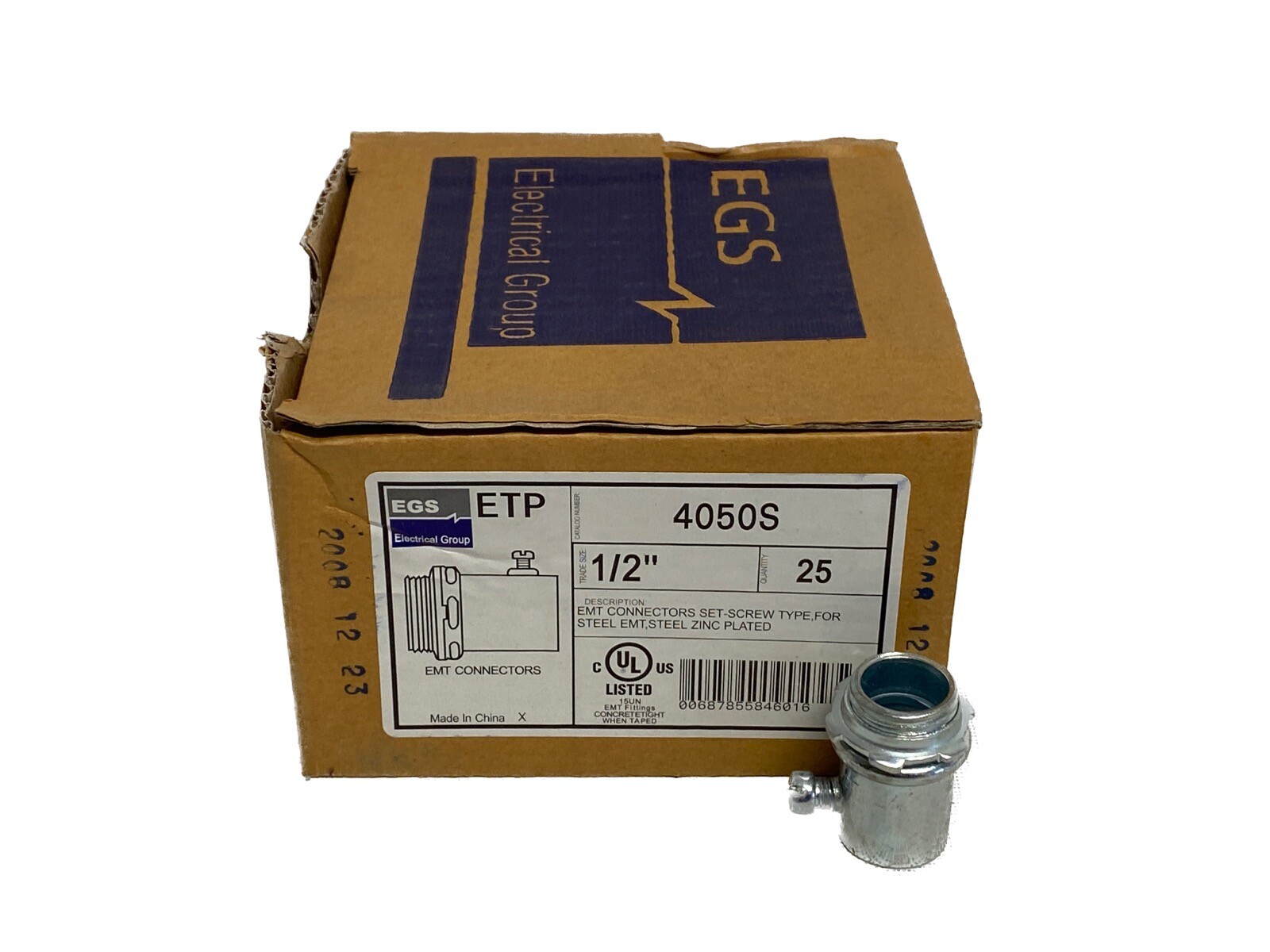 (25) EGS APPLETON 4050S 1/2” ETP Set Screw Type EMT Conduit Connectors