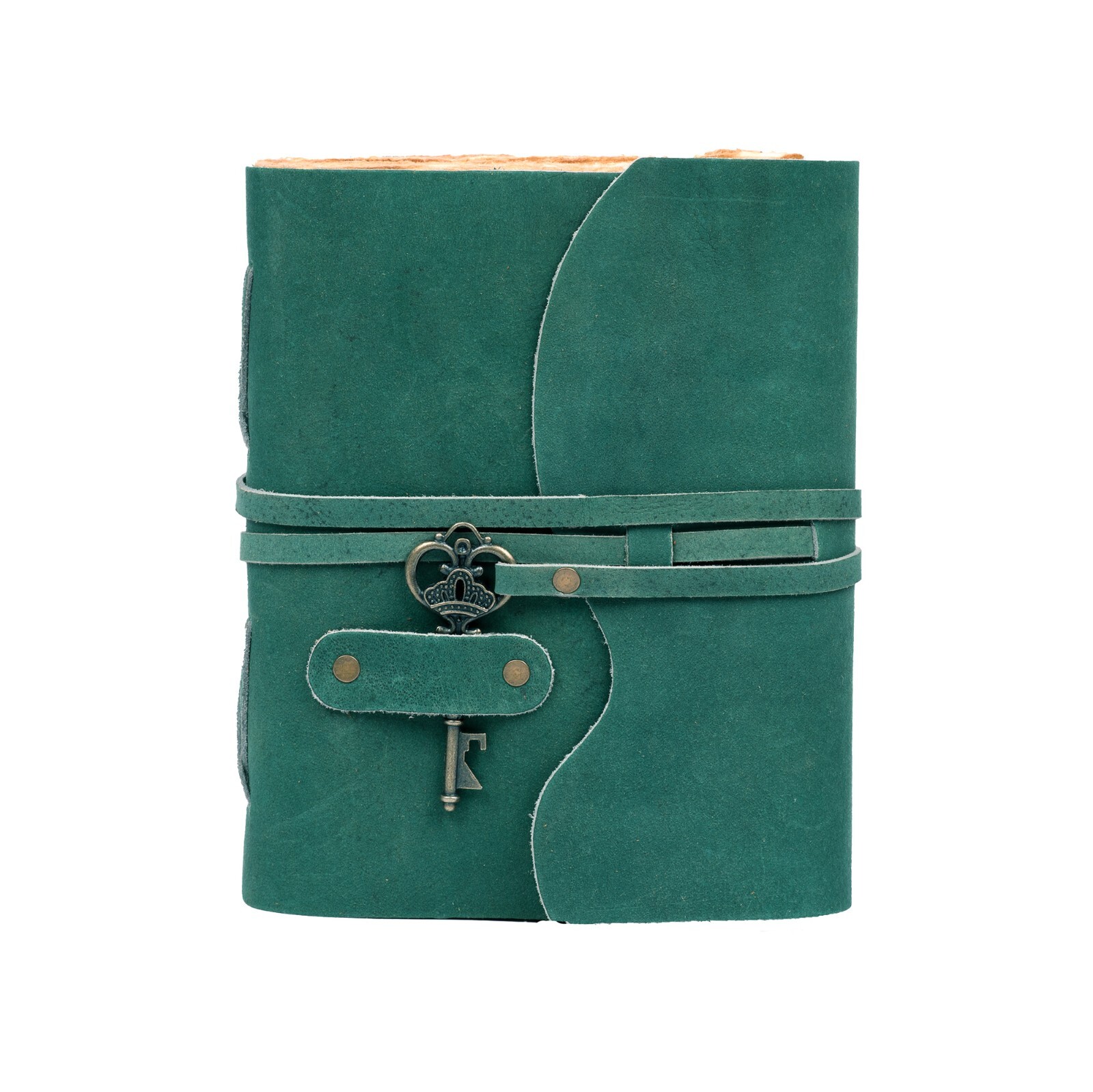 Vintage Leather Journal Key Handmade Notebook Sketchbook Deckle Edge Paper