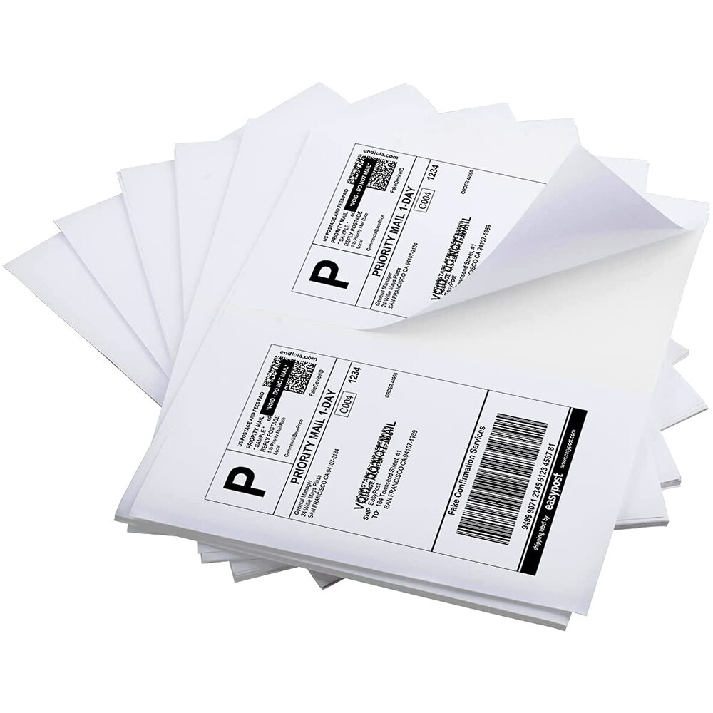 8000 Premium 8.5″ X 5.5″ Half Sheet Self Adhesive Shipping Labels 2 Per Sheet