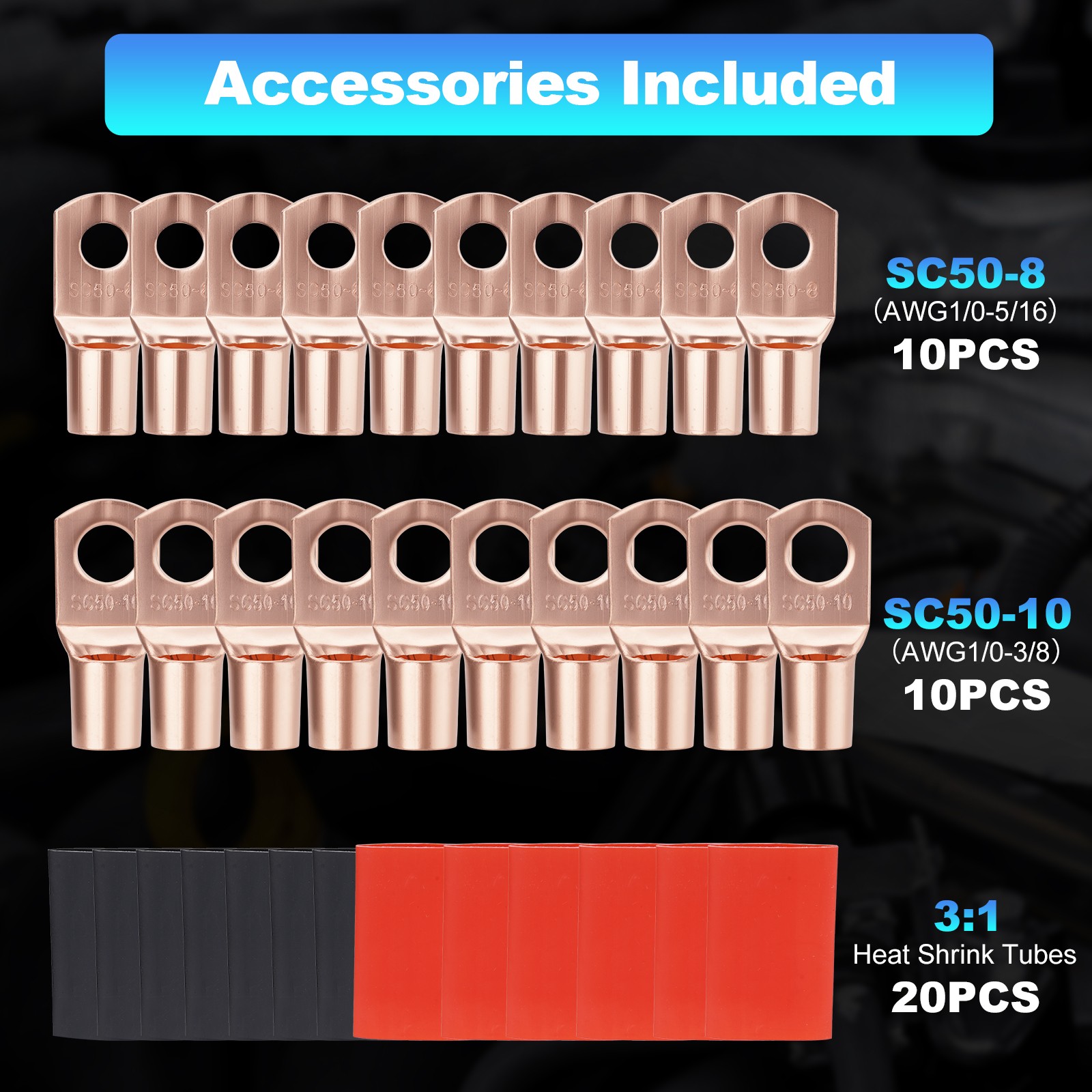 40FT 1/0 AWG Battery Cable 1/0 Gauge Wire Copper Clad Aluminum CCA Amp Wiring