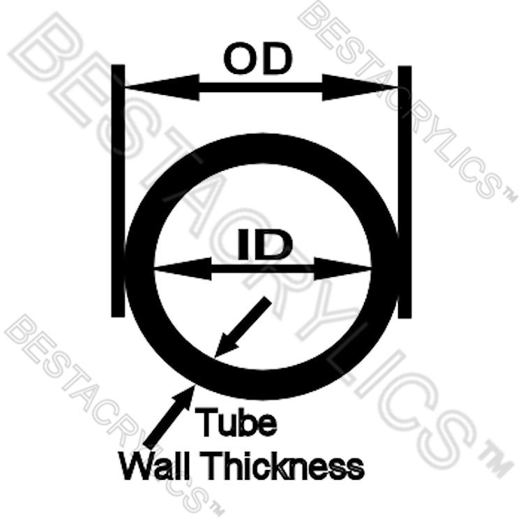 1 5/8” OD x 1 3/8″ ID x 12” INCH LONG CLEAR 1/8″ WALL ACRYLIC TUBE PLEXIGLASS