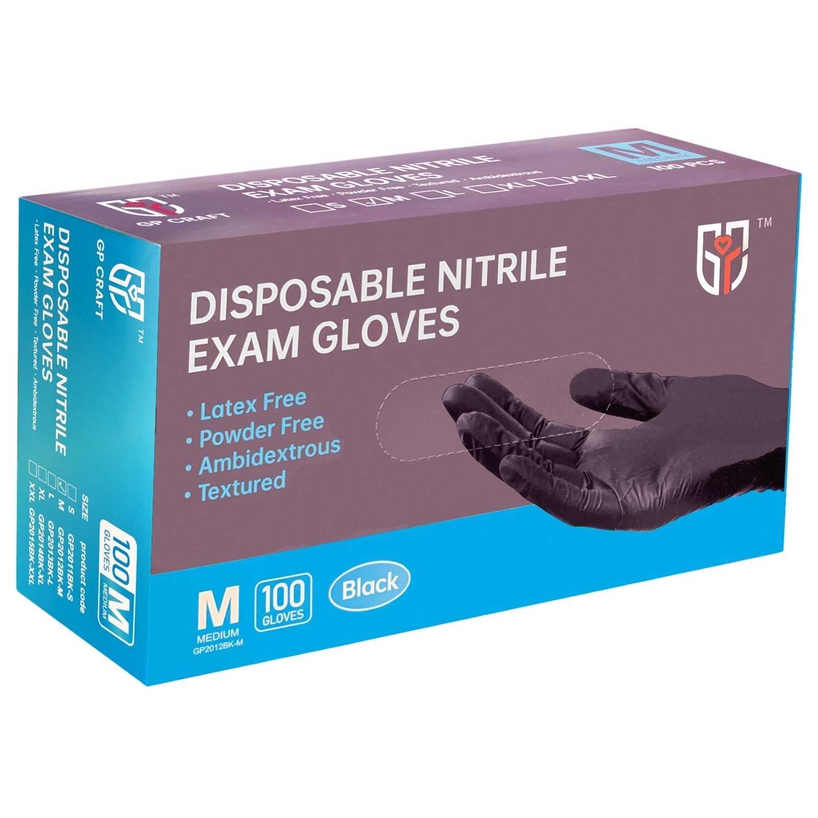 100 Pack Heavy Duty Black 6Mil Nitrile Disposable Gloves Latex-Free Powder-Free