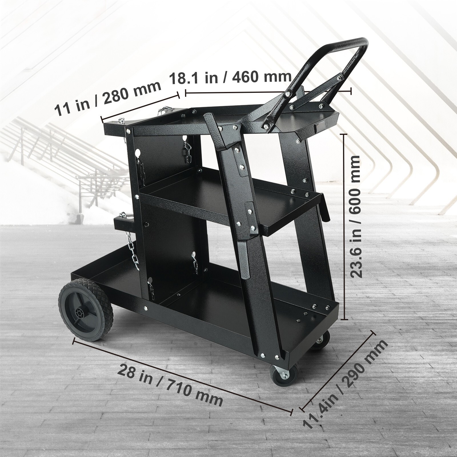 Welding Cart 3-Tier 400 LBS Welder Welding Cart with 360° Swivel Wheels