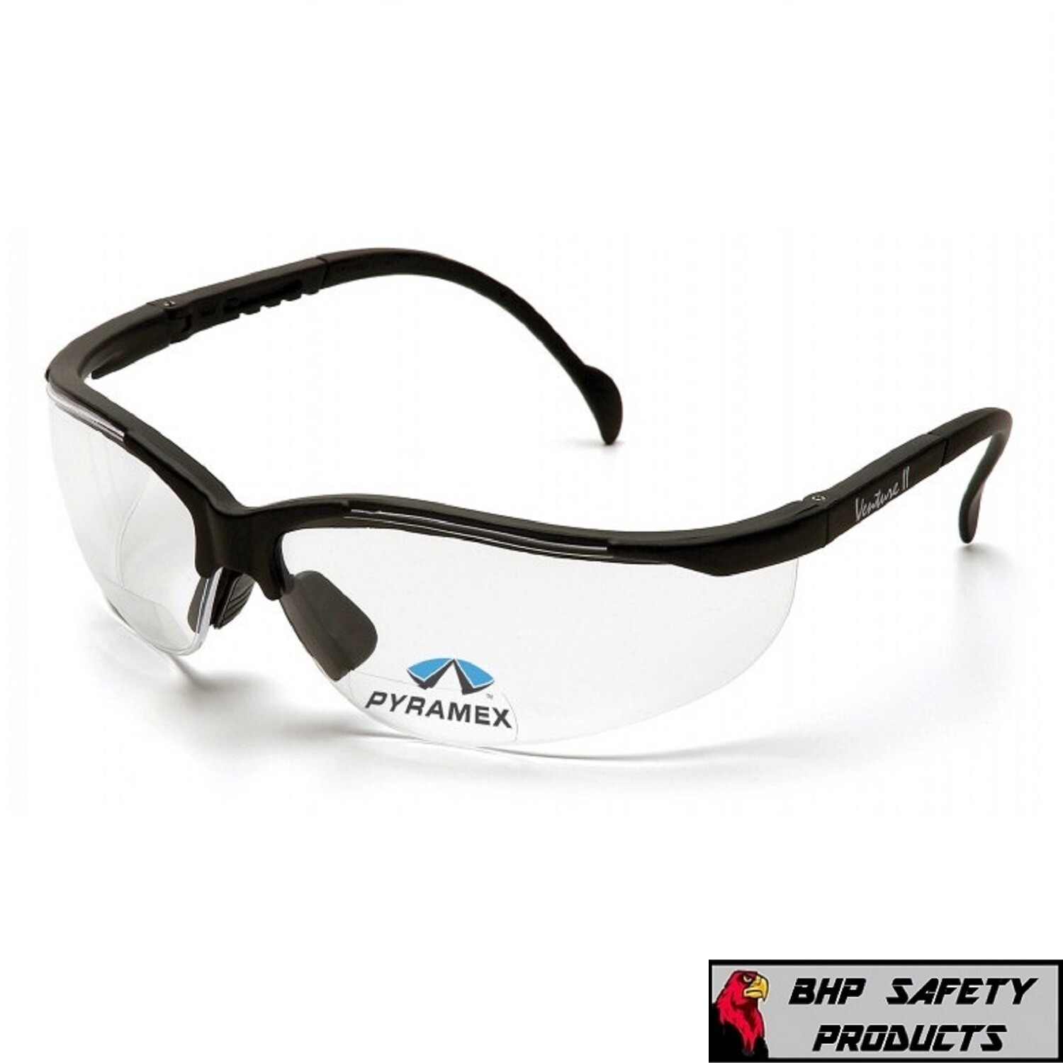PYRAMEX VENTURE 2 READER SAFETY GLASSES CLEAR LENS W/ RX BIFOCAL READING GLASS