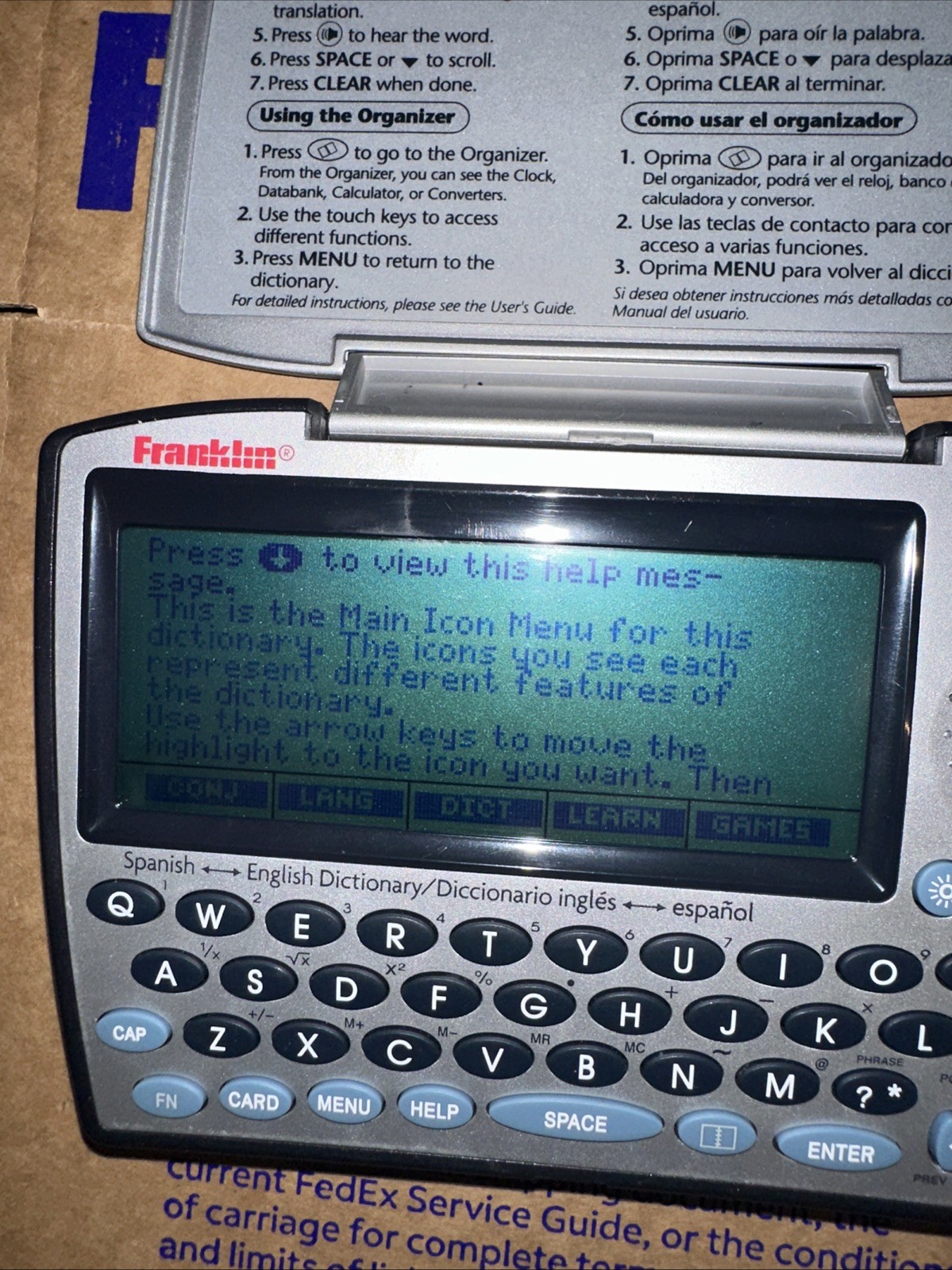 Franklin BES-1850 Digital Electronic Speaking Spanish/English Dictionary
