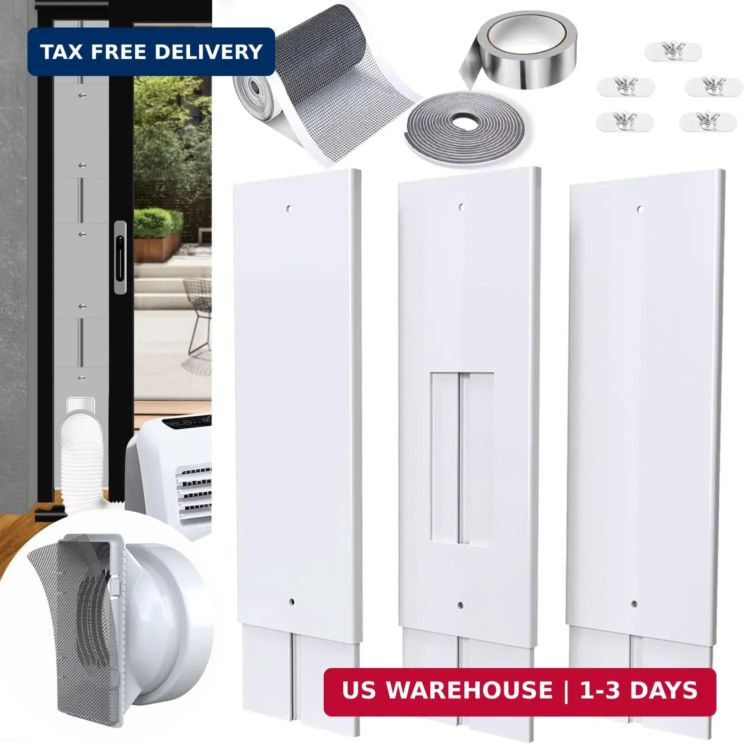 Universal AC Sliding Door Vent Kit for Portable Air Conditioners – Fits 5.1″/5.9