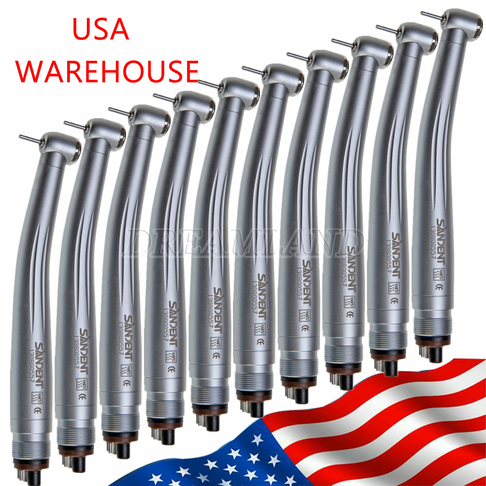 10 SANDENT NSK Style Dental High Speed Handpiece Push Button Standard Head 4Hole