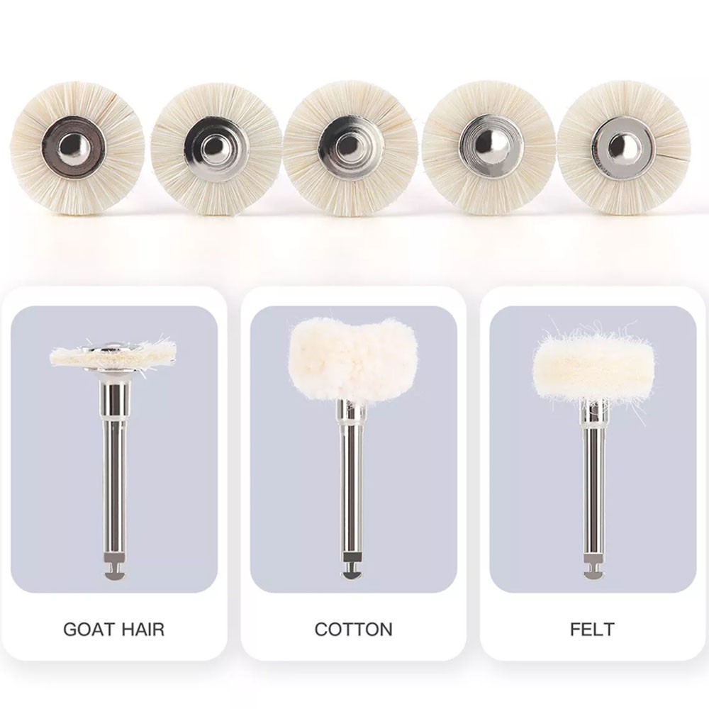 Dental Polishing Brush Wheel Goat Hair/Felt/Cotton – Contra Angle RA Latch Type