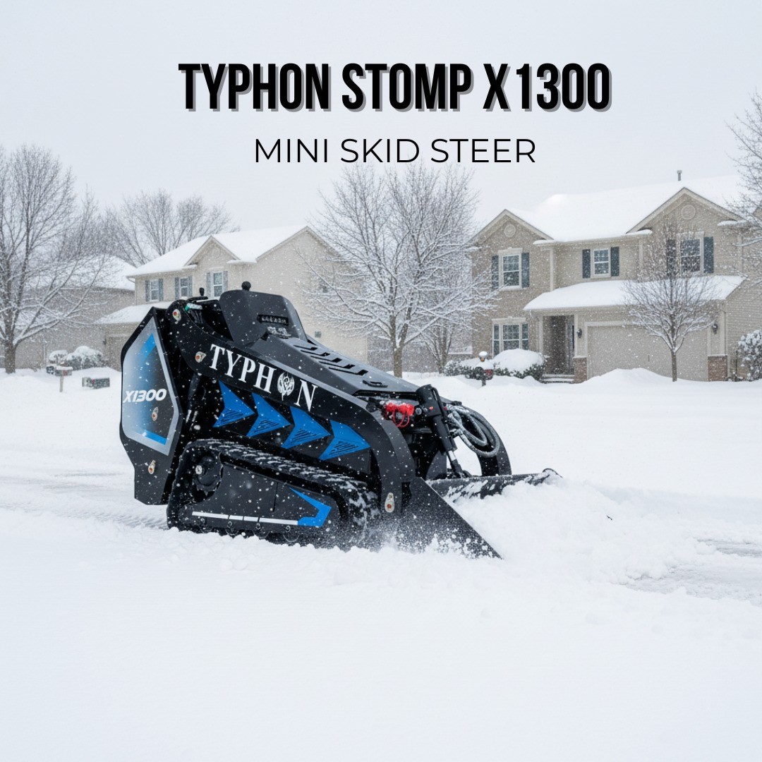 3040lbs TYPHON STOMP X1300 25HP Kubota D1105 EPA Diesel Mini Skid Steer Loader