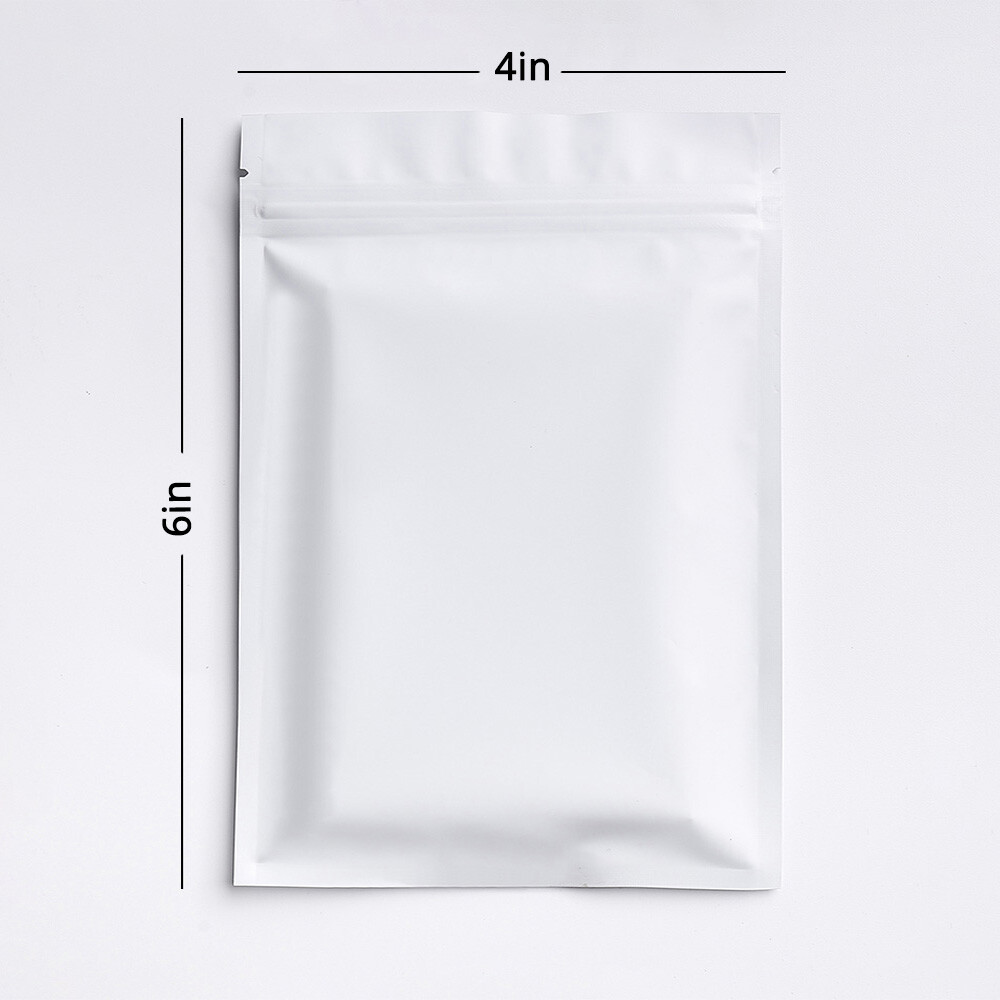 4x6in Double Side White Matte Foil Mylar Zip Lock Pouch Bag w/Heat Seal Machine