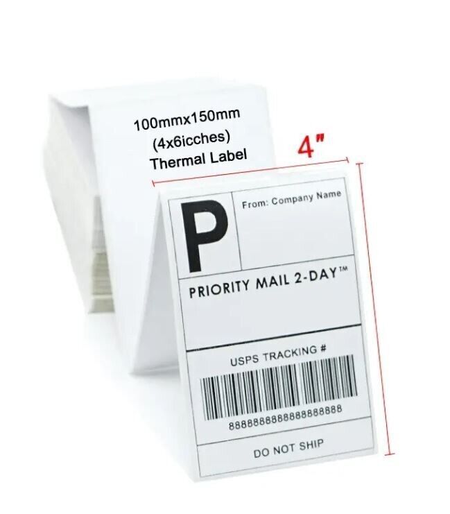 10 Rolls 4×6 Direct Thermal Shipping Labels – 250 per roll – 2500 labels
