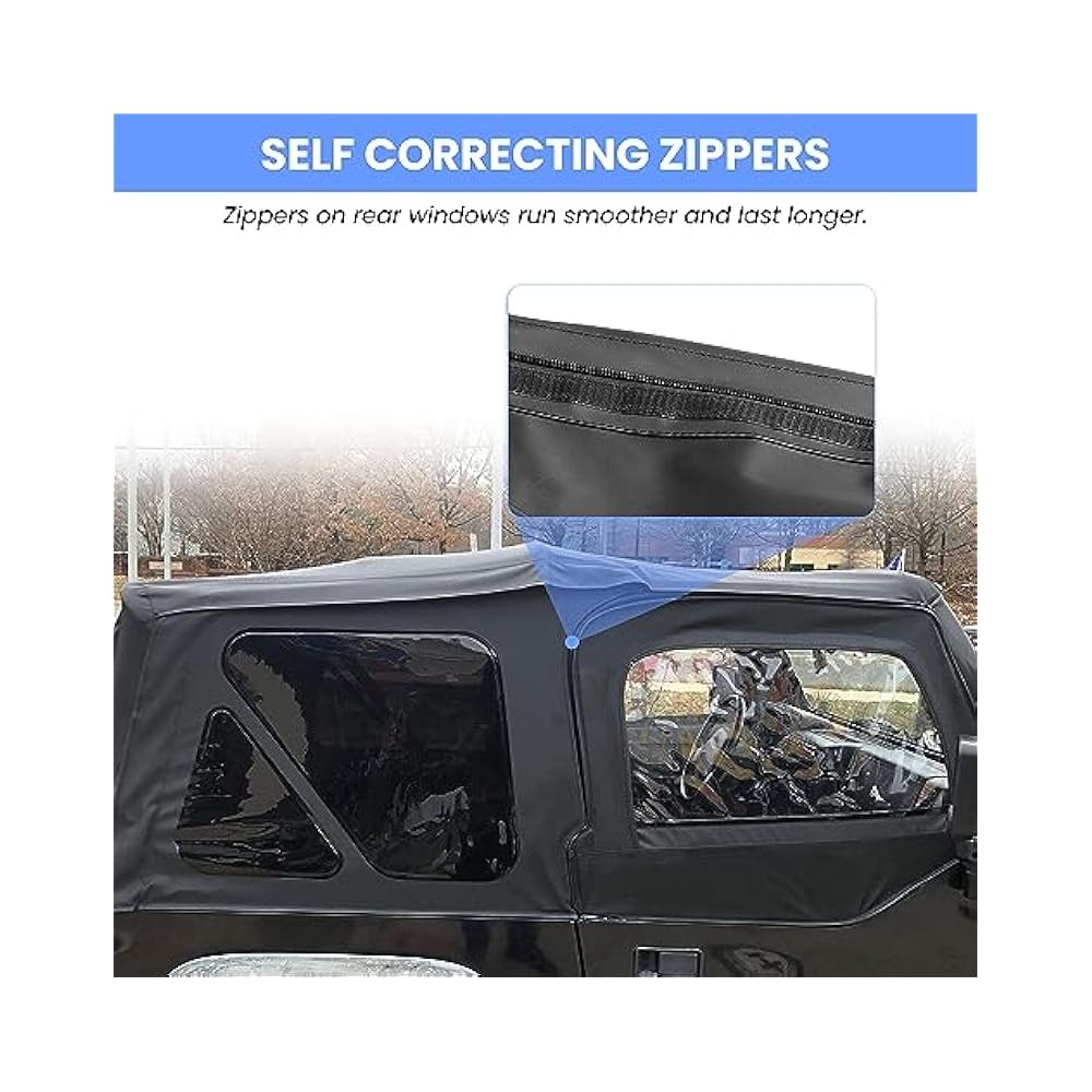 1997,2006 Jeep Wrangler TJ Soft Top, Kojem Black Vinyl, 2,Door, w/Windows