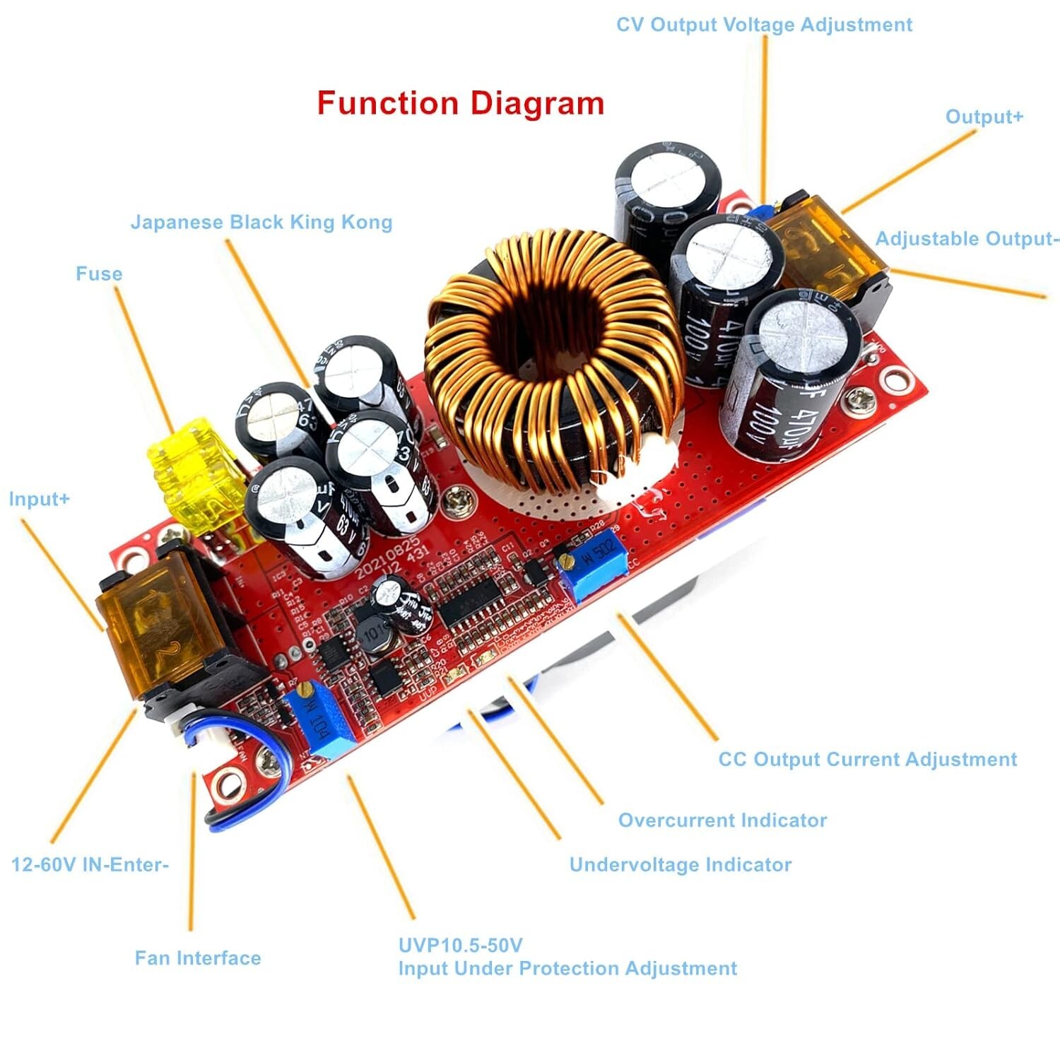 1800W 40A DC-DC Boost Converter Step Up Power Supply Module 10-60V to 12-90V