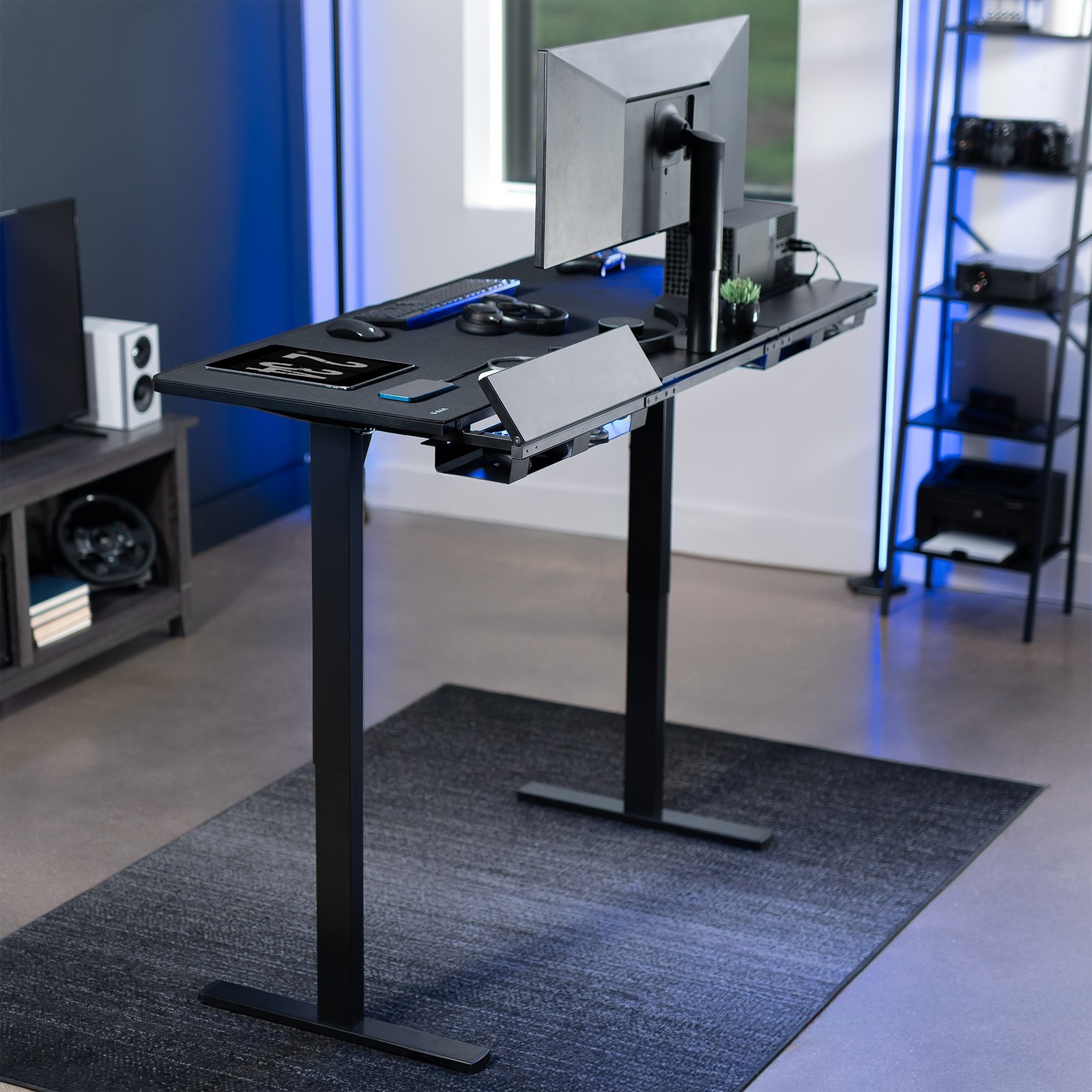 VIVO Black 60″ x 30″ Concealed Cable Table Top w/ Pad for Standing Desk Frames
