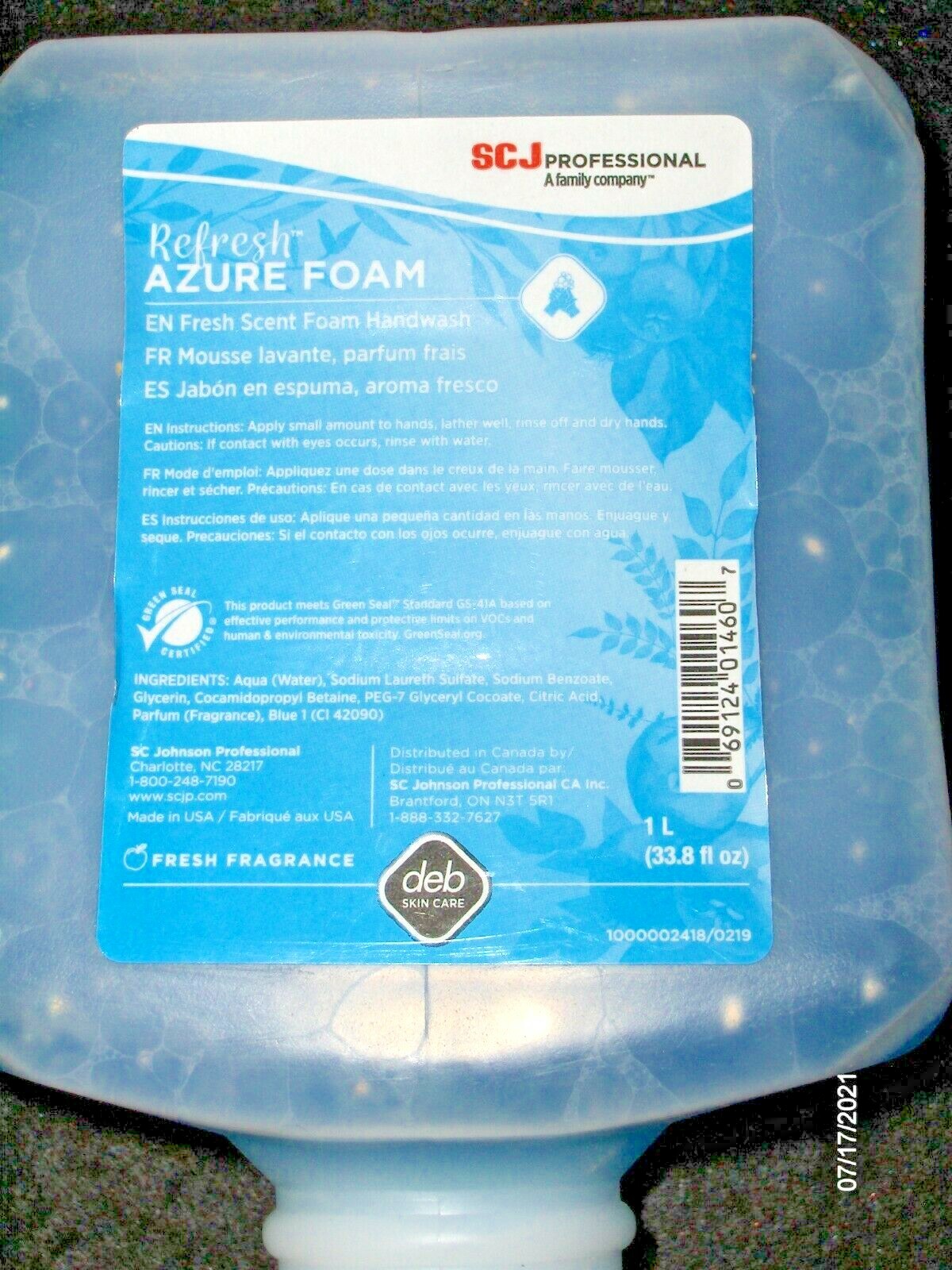 SCJ PROFESSIONAL REFRESH AZURE FOAM SOAP 1L