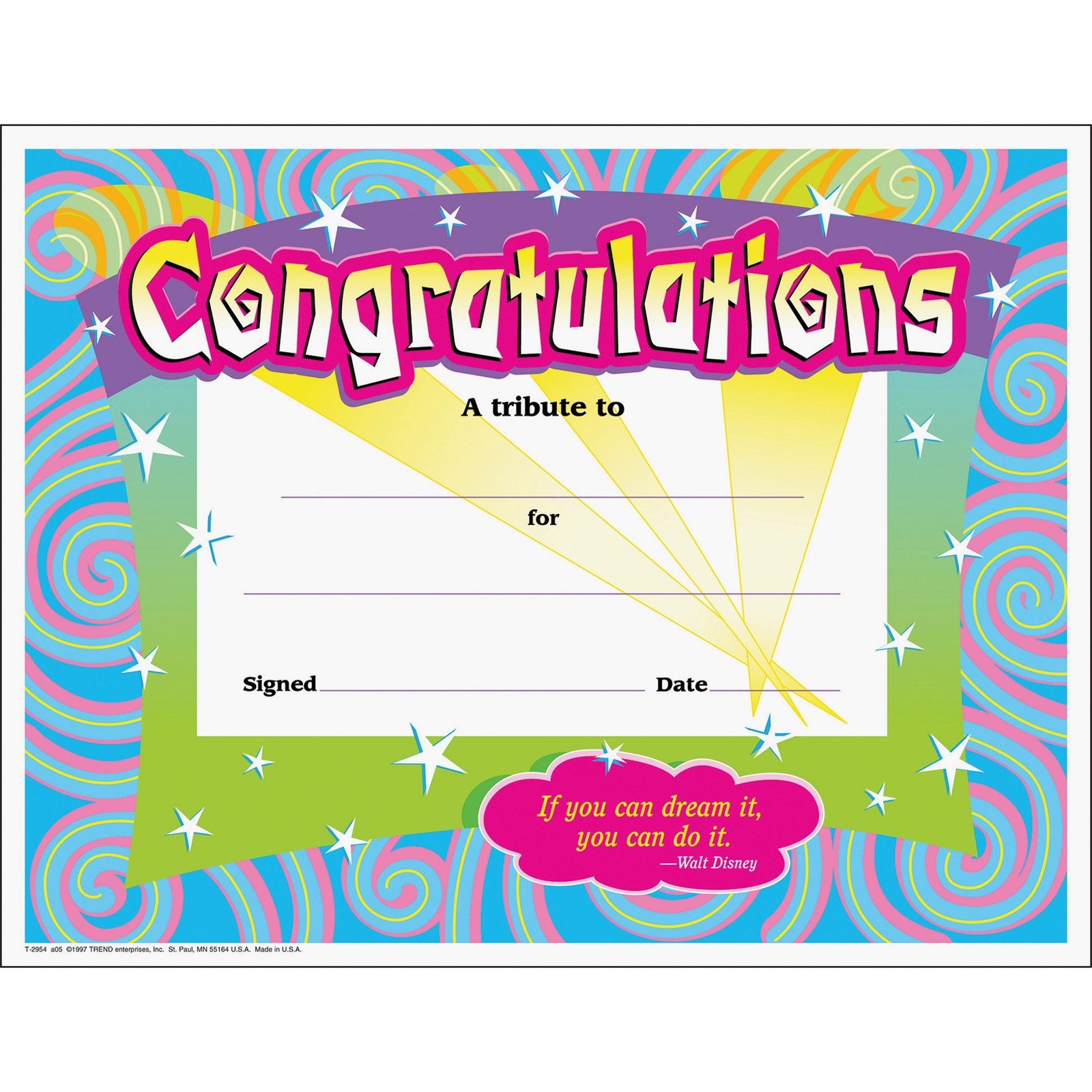 Trend Certificate Of Congratulation – 8.50″ X 11″ (T2954)