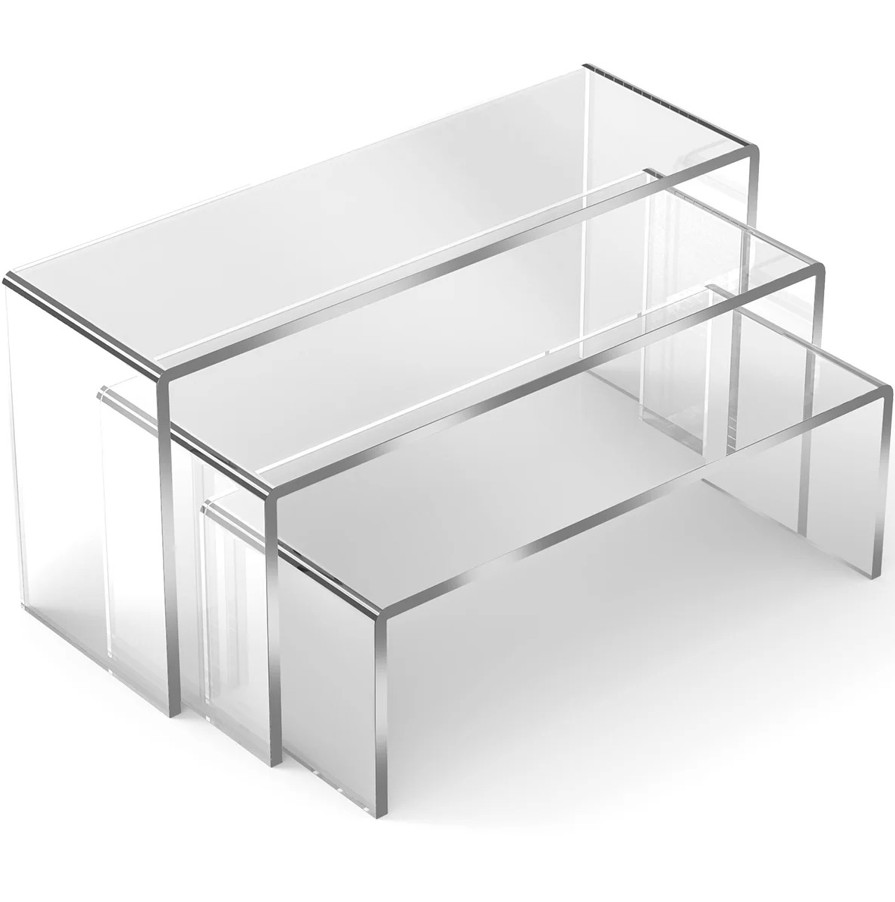 3pcs Acrylic Display Stand-Clear Riser Shelf for Jewelry Desserts & Collectibles