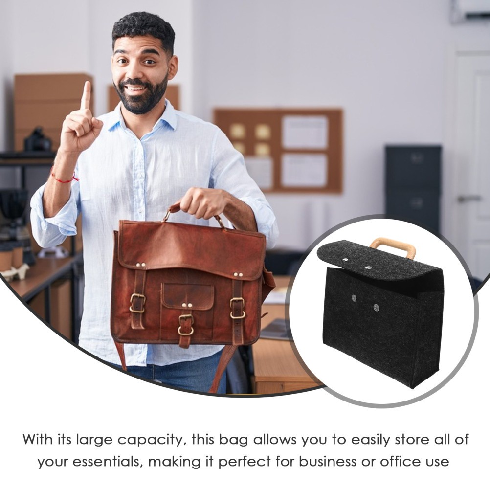 1Pack Dark Grey Felt Tote Bag for Business Setting Professionals