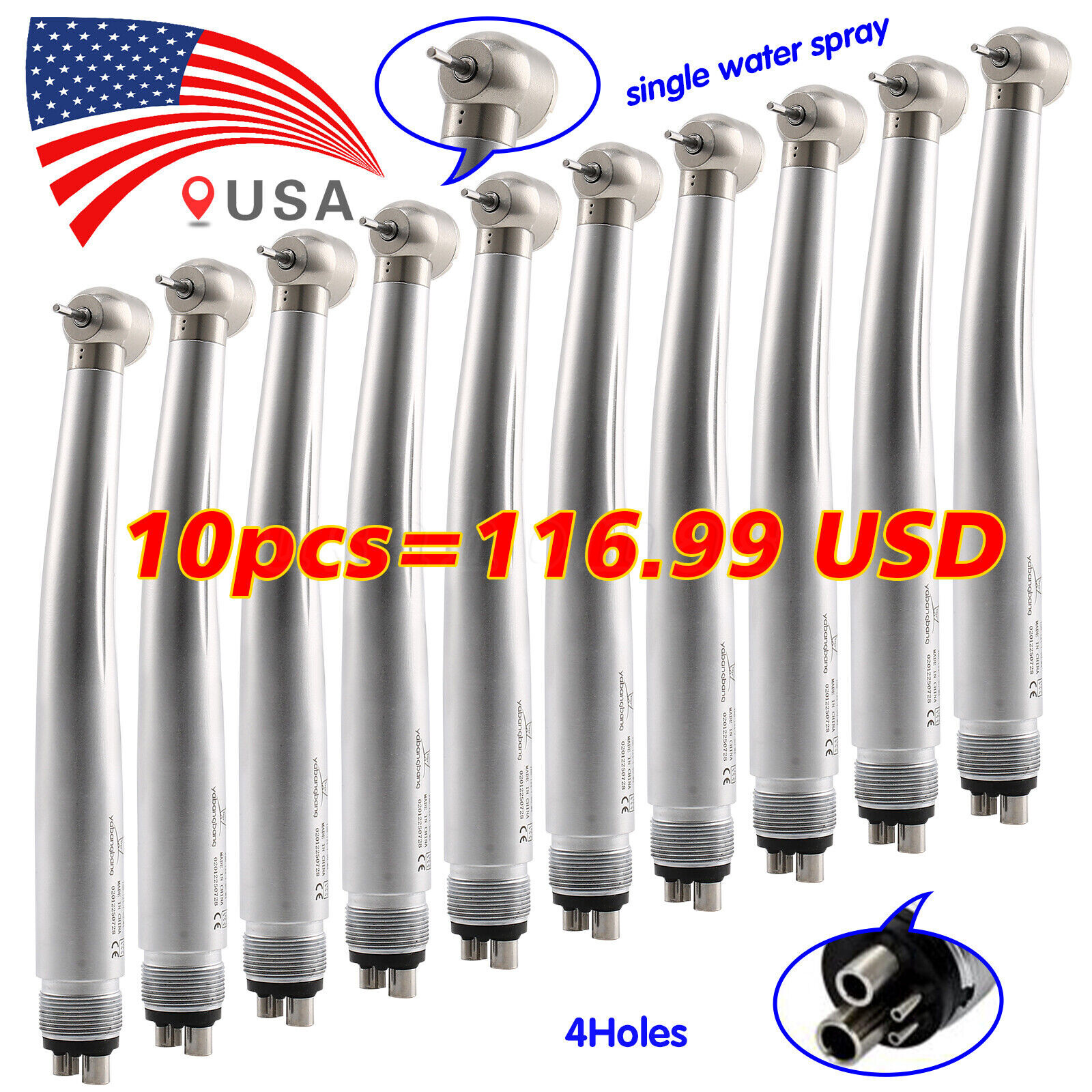 USA Dental Ultrasonic Piezo Scaler Handpiece 5 Tips Fit EMS Cavitron Woodpecker