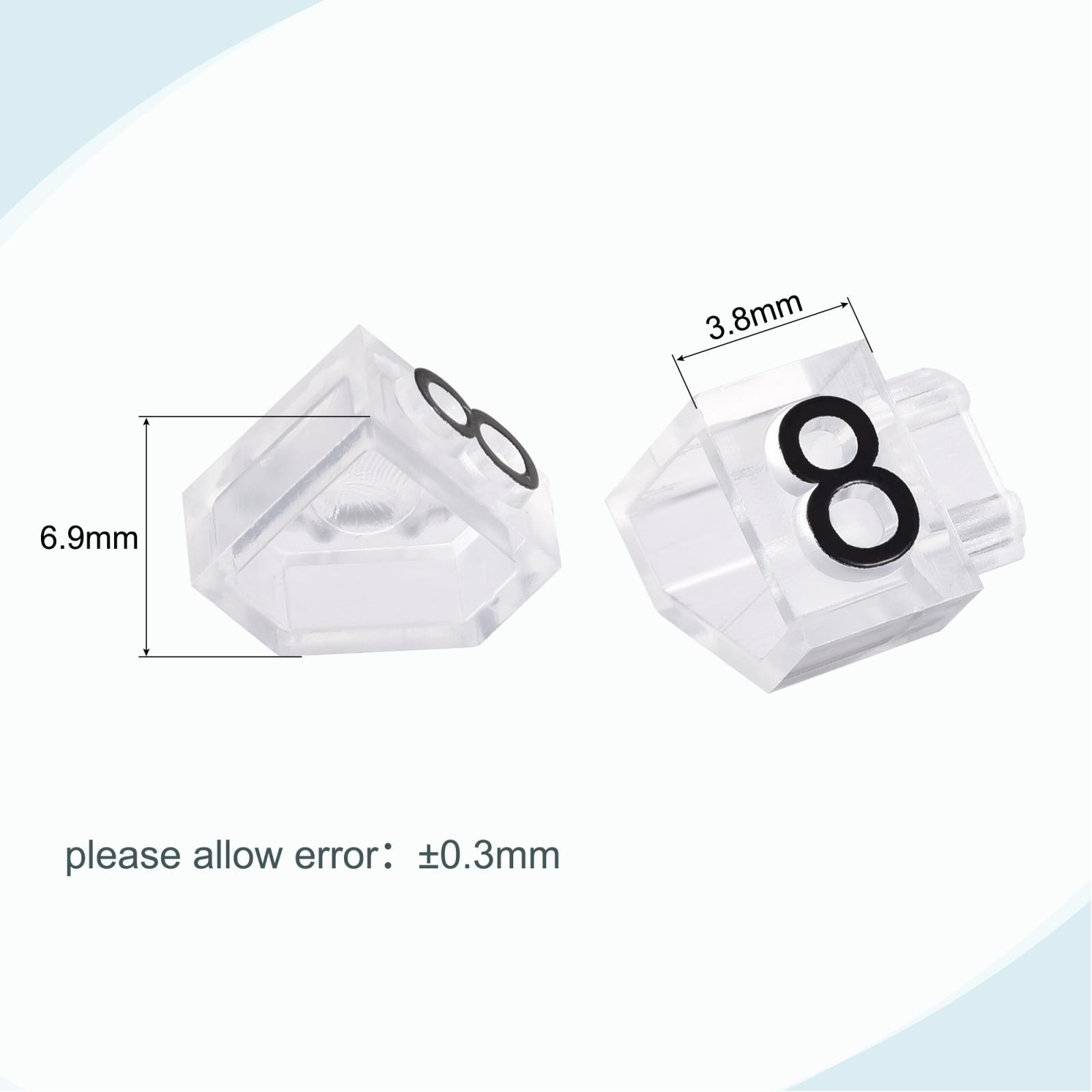 16 sets Adjustable Mini Cube Price Tag Display Number Black on Clear 3.8×6.9mm