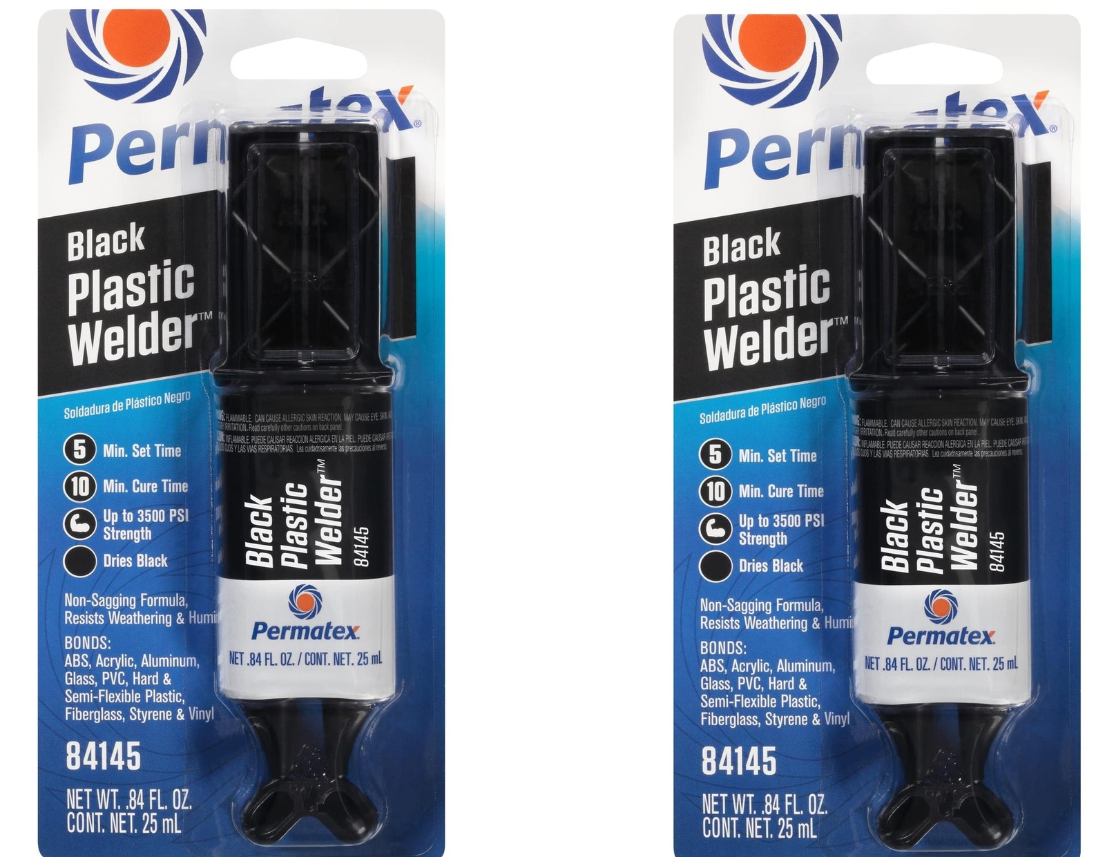 Permatex 84145 Permapoxy Fast Curing Black Plastic Weld 0.84 fl. oz. (Pack of 2)